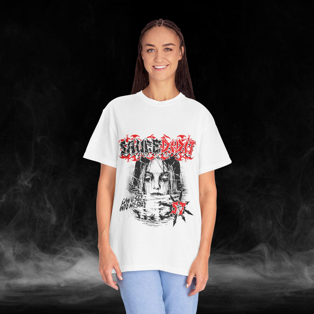 Indigo 'Can U See My Eyes' T-Shirt: Unisex Garment-Dyed Cotton Tee