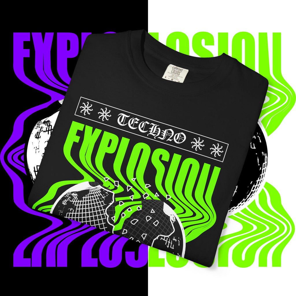 Techno Explosion Unisex T-Shirt, Electric Vibe Tee, Rave Shirt, Festival Wear, Music Lover Gift