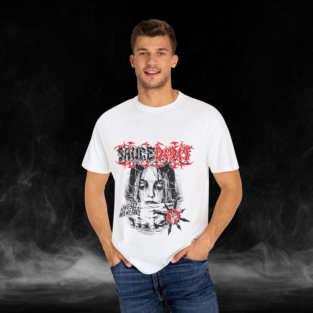 Indigo 'Can U See My Eyes' T-Shirt: Unisex Garment-Dyed Cotton Tee
