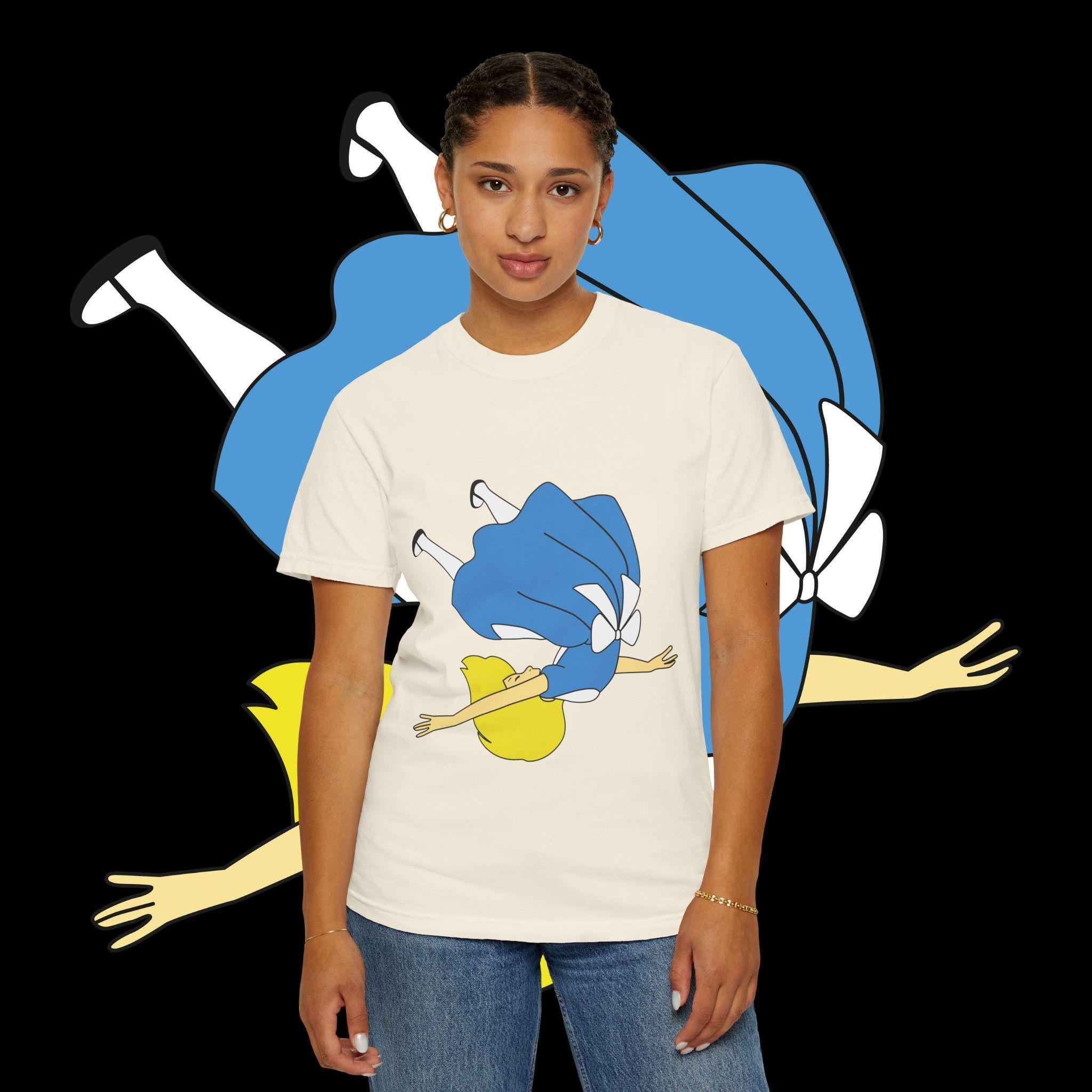 Falling Girl Illustration T-shirt | Retro Cartoon Character Tee