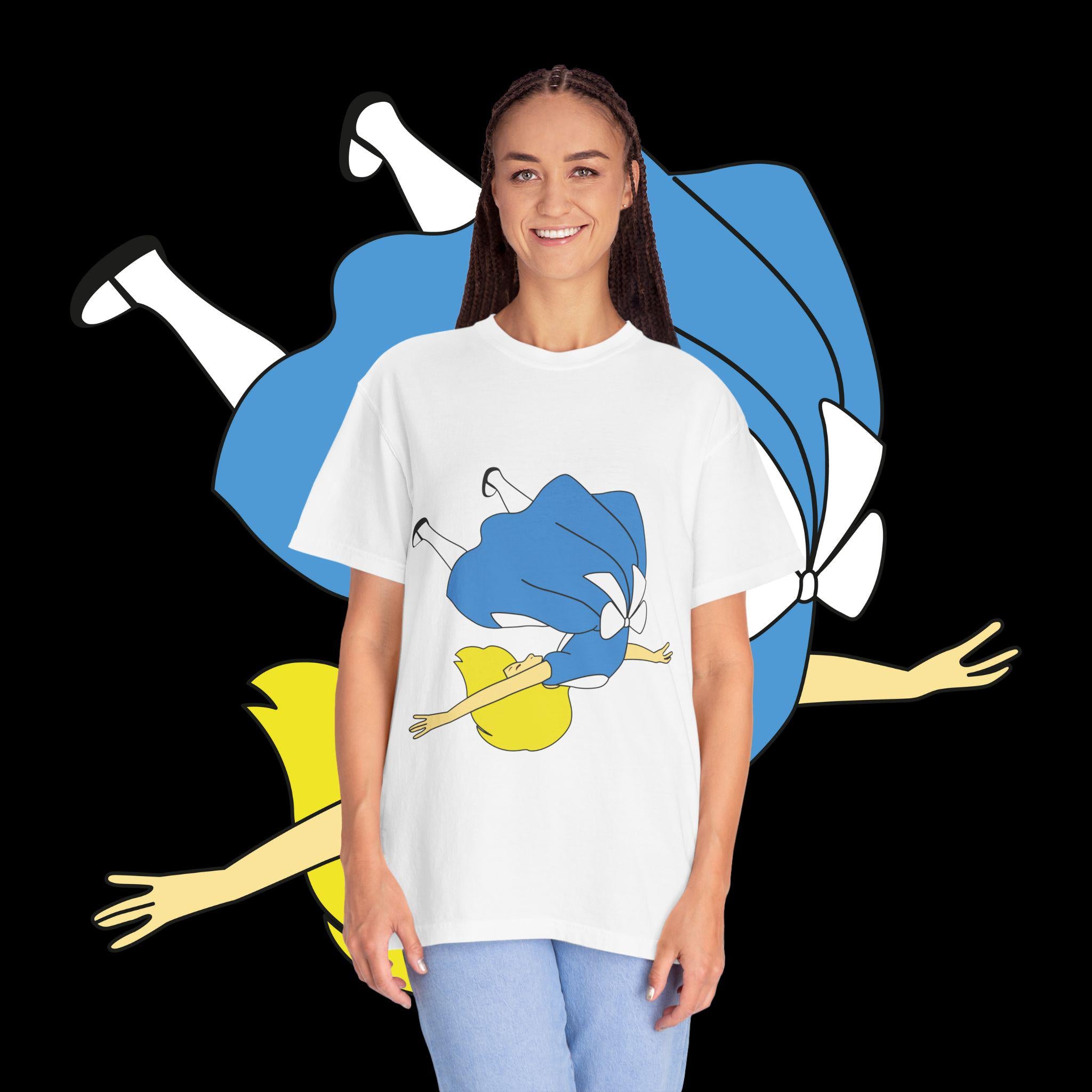 Falling Girl Illustration T-shirt | Retro Cartoon Character Tee