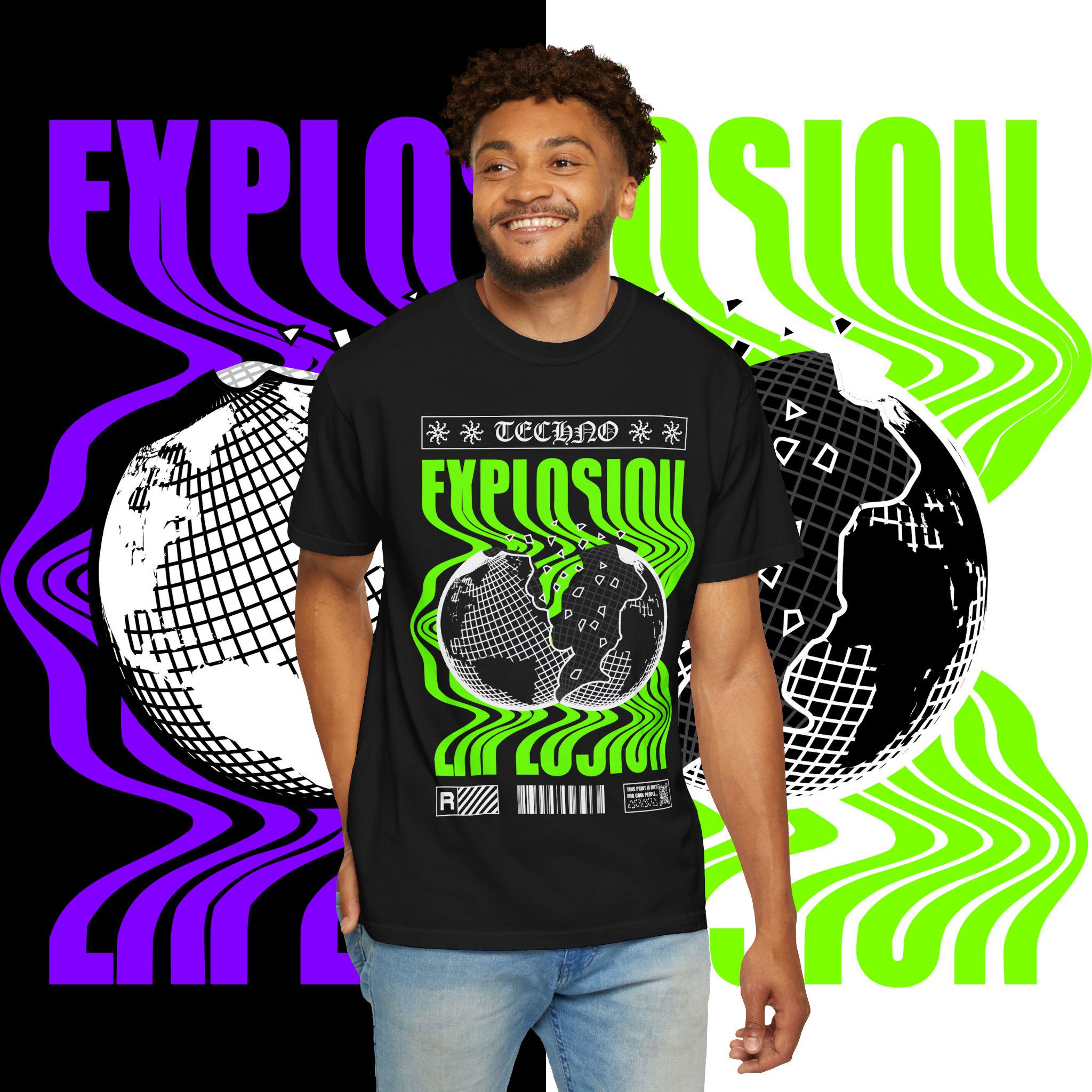 Techno Explosion Unisex T-Shirt, Electric Vibe Tee, Rave Shirt, Festival Wear, Music Lover Gift