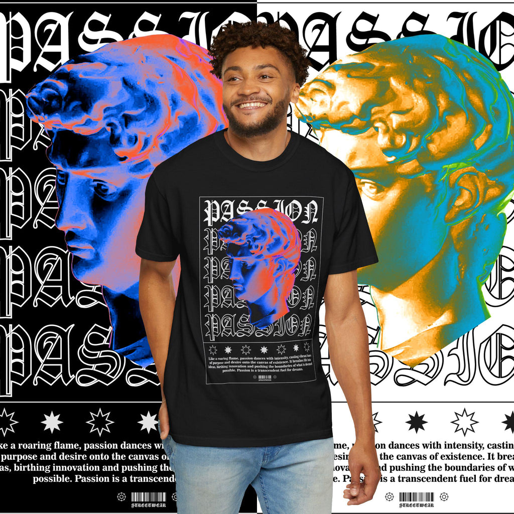 Garment-Dyed Cotton Graphic Tee: Passion Unisex T-Shirt