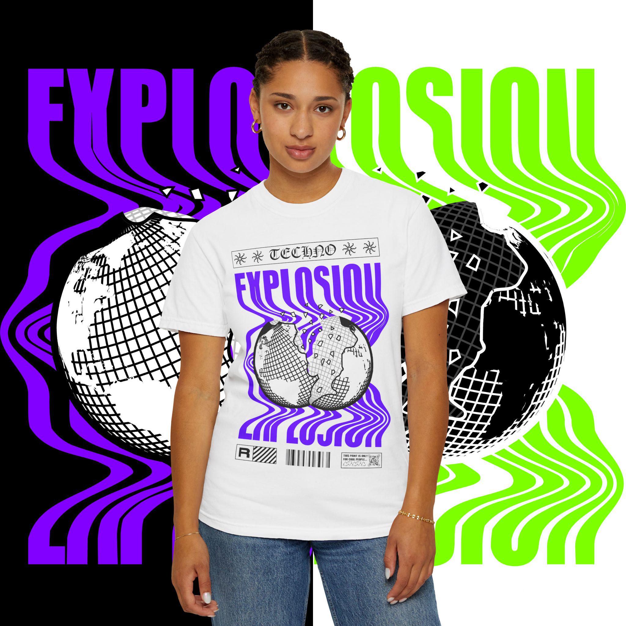 Techno Explosion Unisex T-Shirt, Electric Vibe Tee, Rave Shirt, Festival Wear, Music Lover Gift