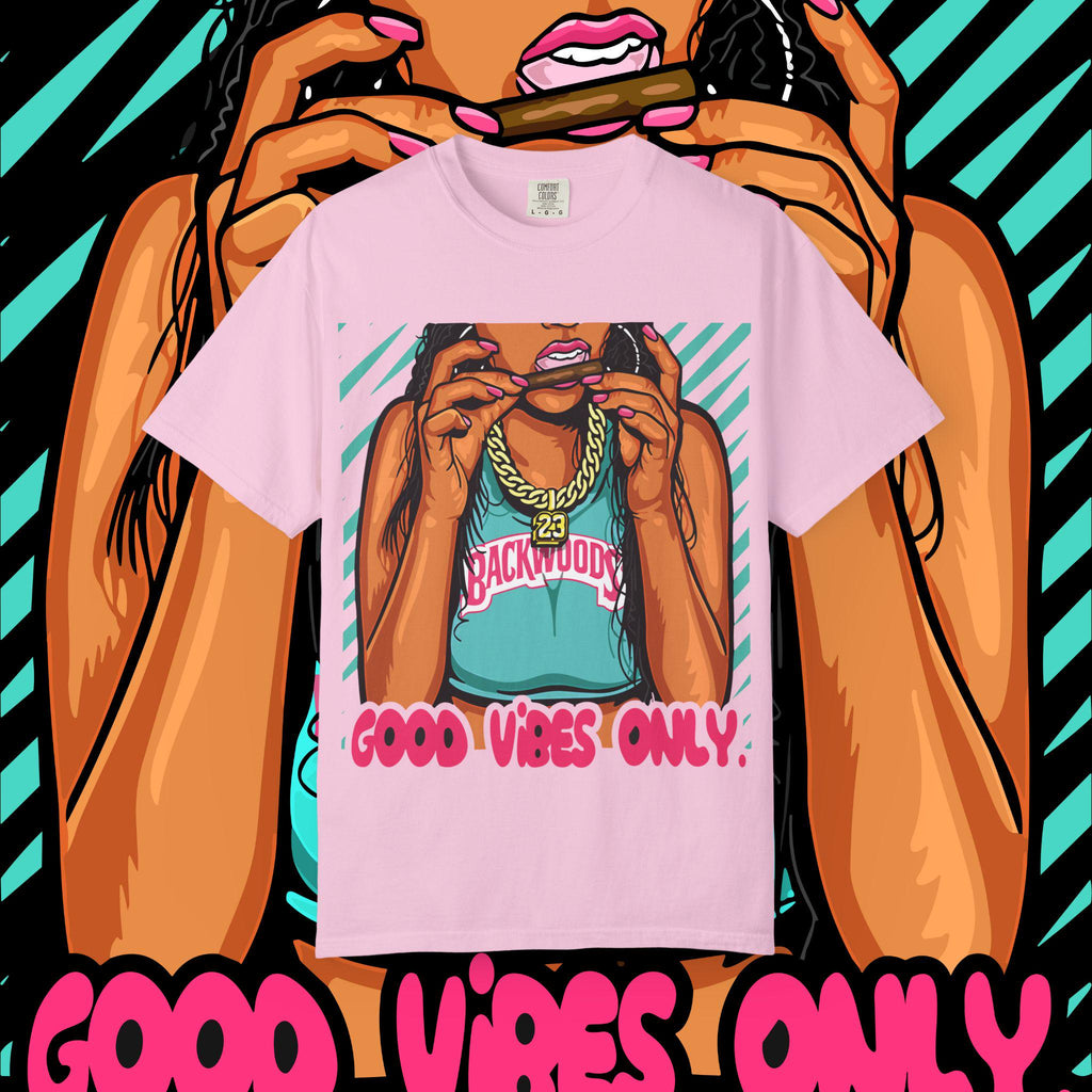 Good Vibes Only T-Shirt: Unisex Garment-Dyed Cotton Graphic Tee