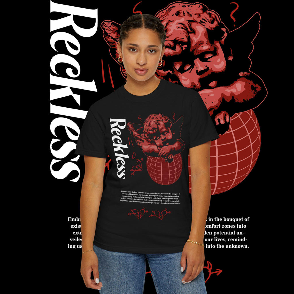 Vintage Graphic T-Shirt: Reckless Unisex Streetwear, Garment-Dyed Cotton