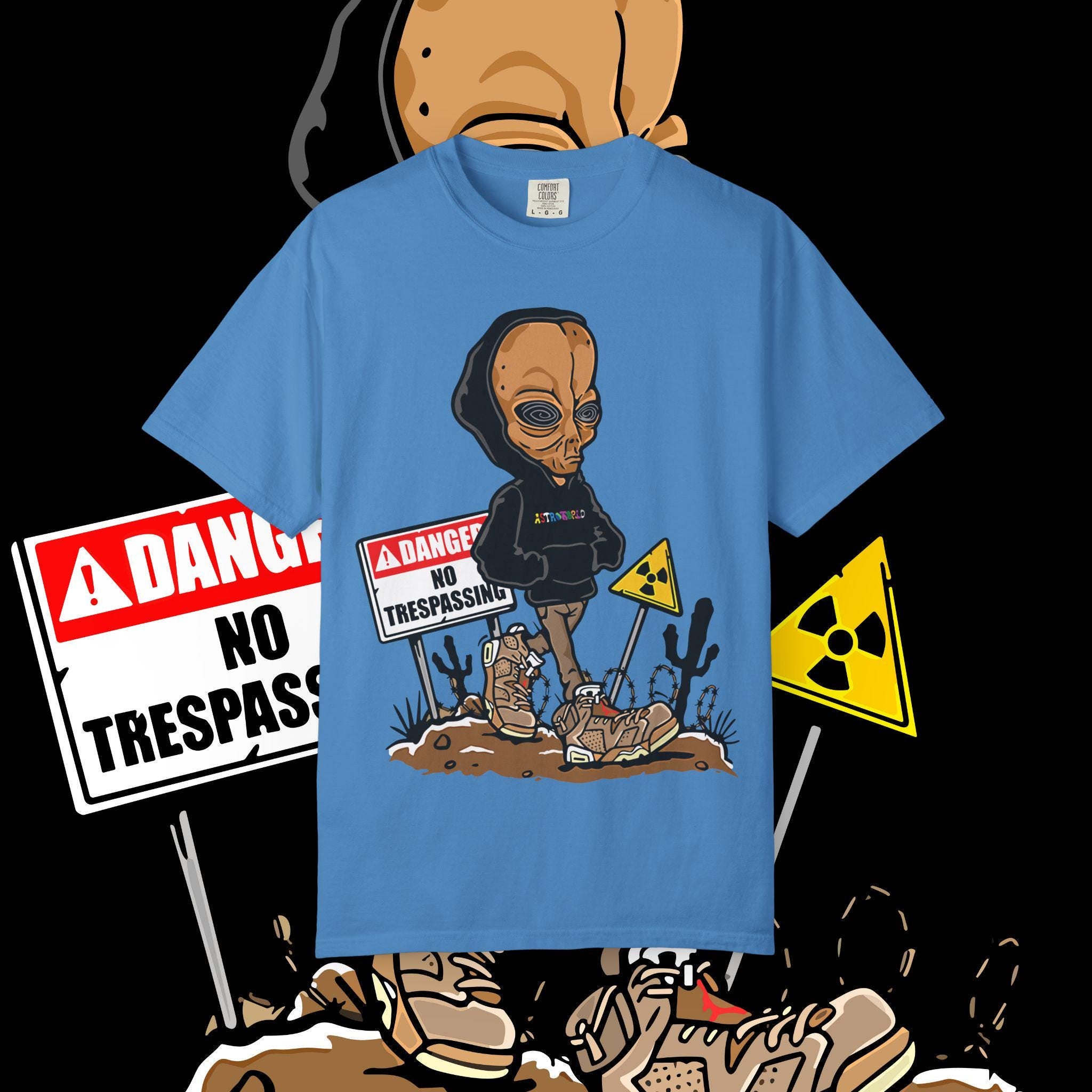Alien Graphic Tee: Unisex Garment-Dyed US Cotton T-Shirt