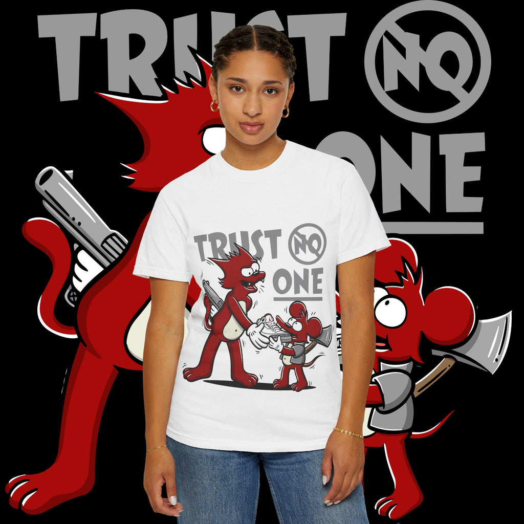 Trust No One Graphic Tee: Unisex Garment-Dyed Cotton T-Shirt