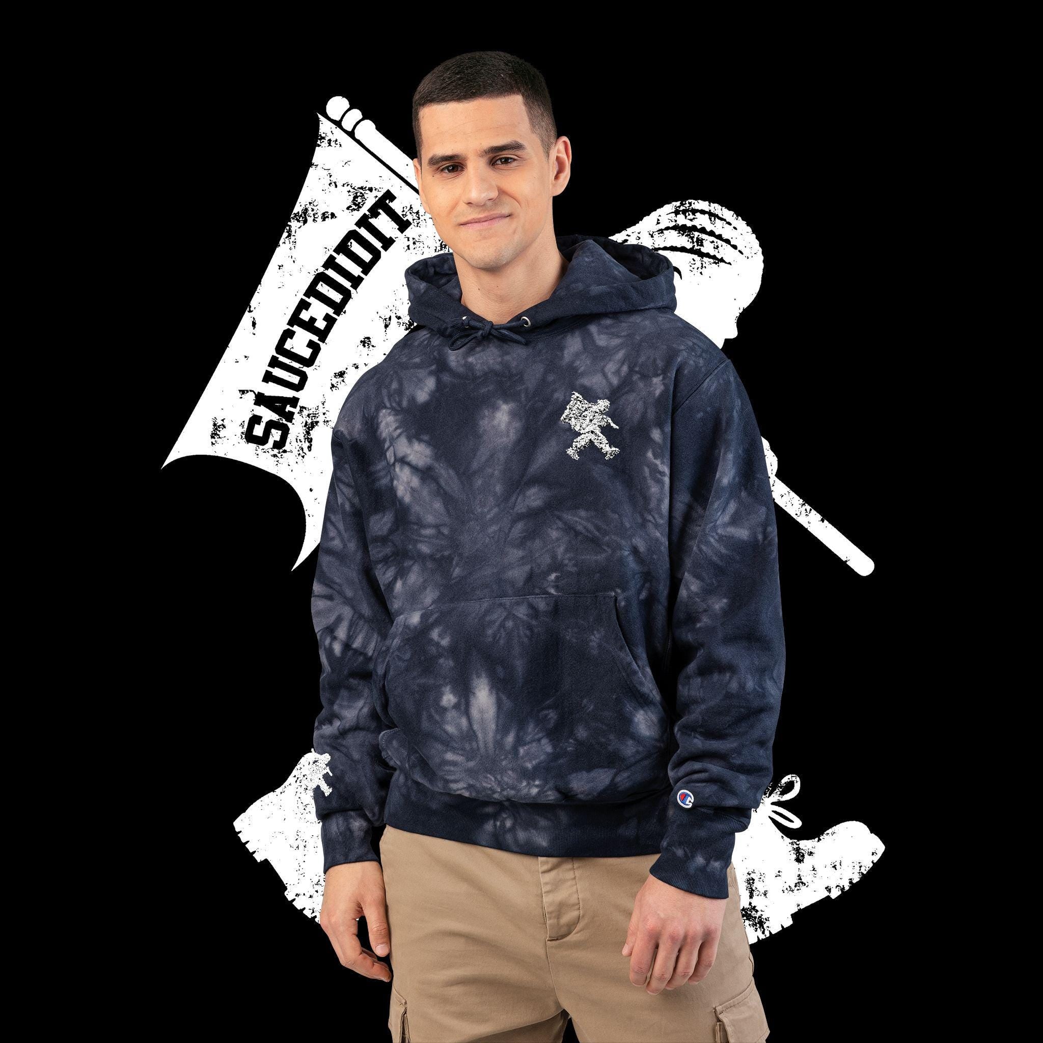 Embroidered Tie-Dye Champion Hoodie: Limited Edition Urban Streetwear