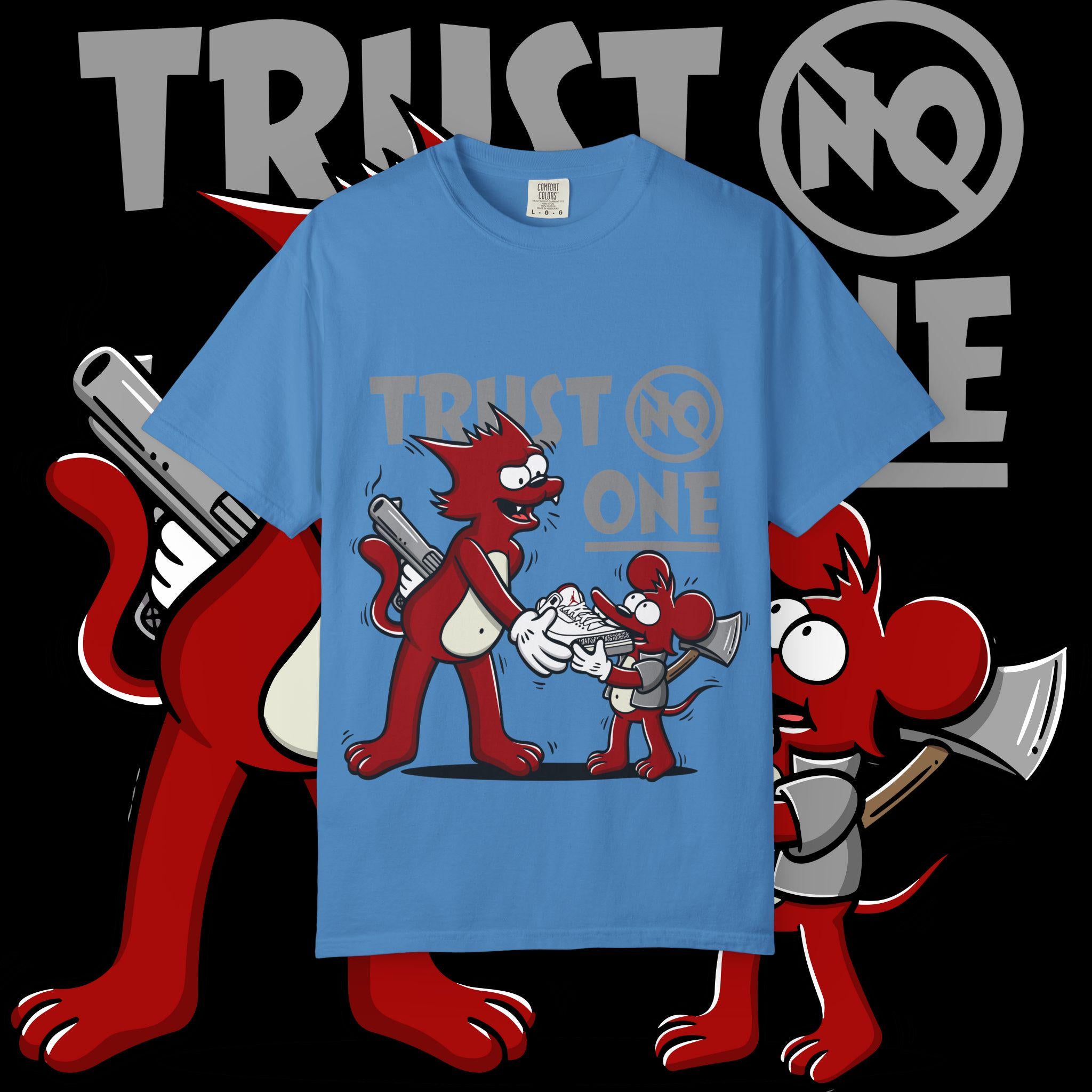 Trust No One Graphic Tee: Unisex Garment-Dyed Cotton T-Shirt