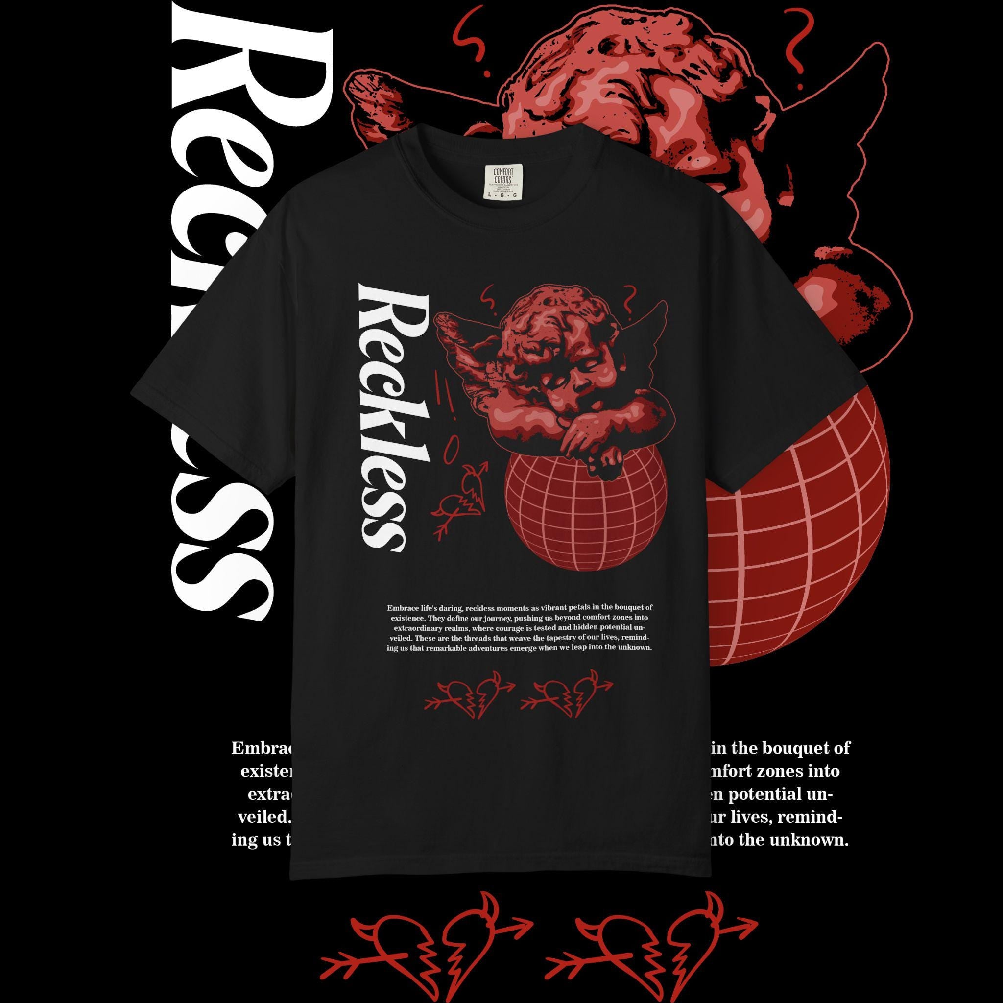 Vintage Graphic T-Shirt: Reckless Unisex Streetwear, Garment-Dyed Cotton