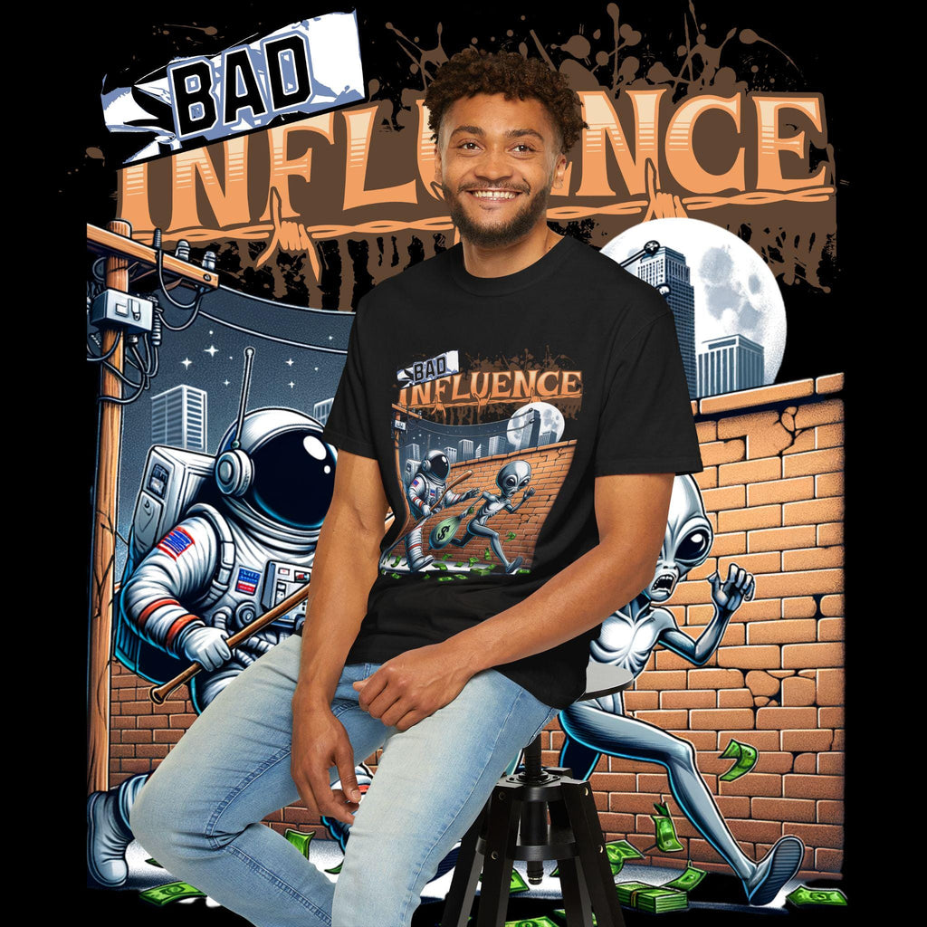Bad Influence Graphic Tee: Unisex Garment-Dyed Cotton T-Shirt