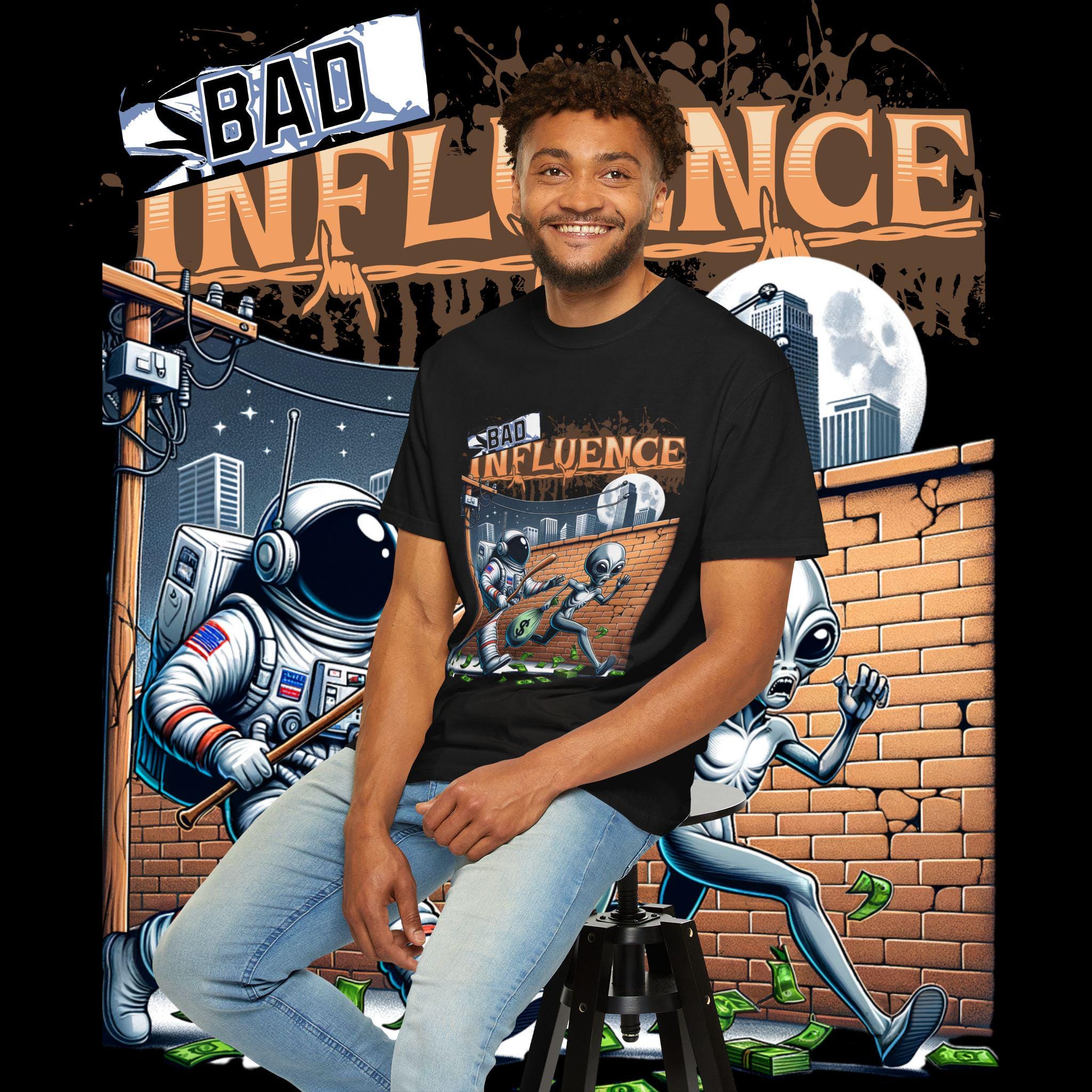 Bad Influence Graphic Tee: Unisex Garment-Dyed Cotton T-Shirt