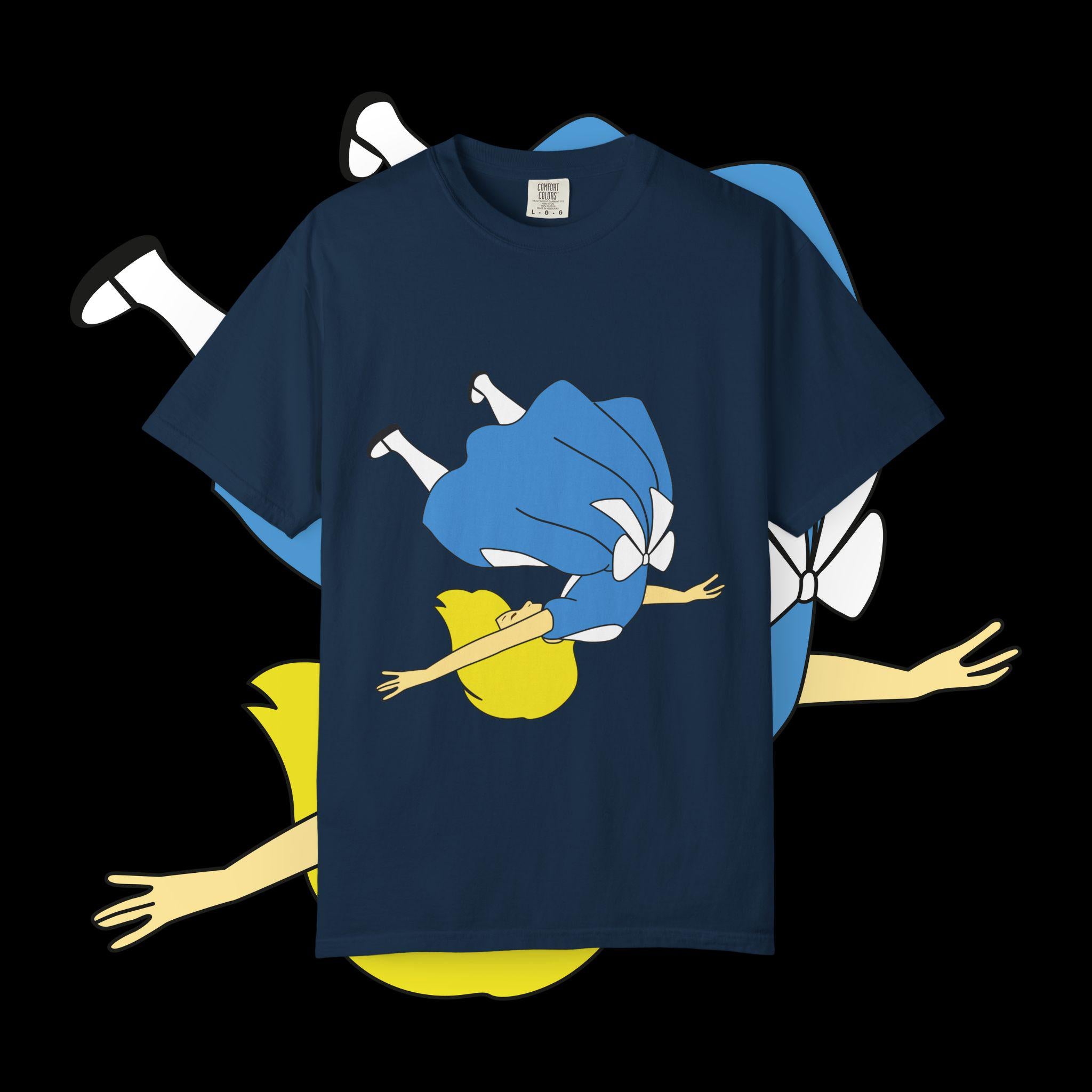 Falling Girl Illustration T-shirt | Retro Cartoon Character Tee