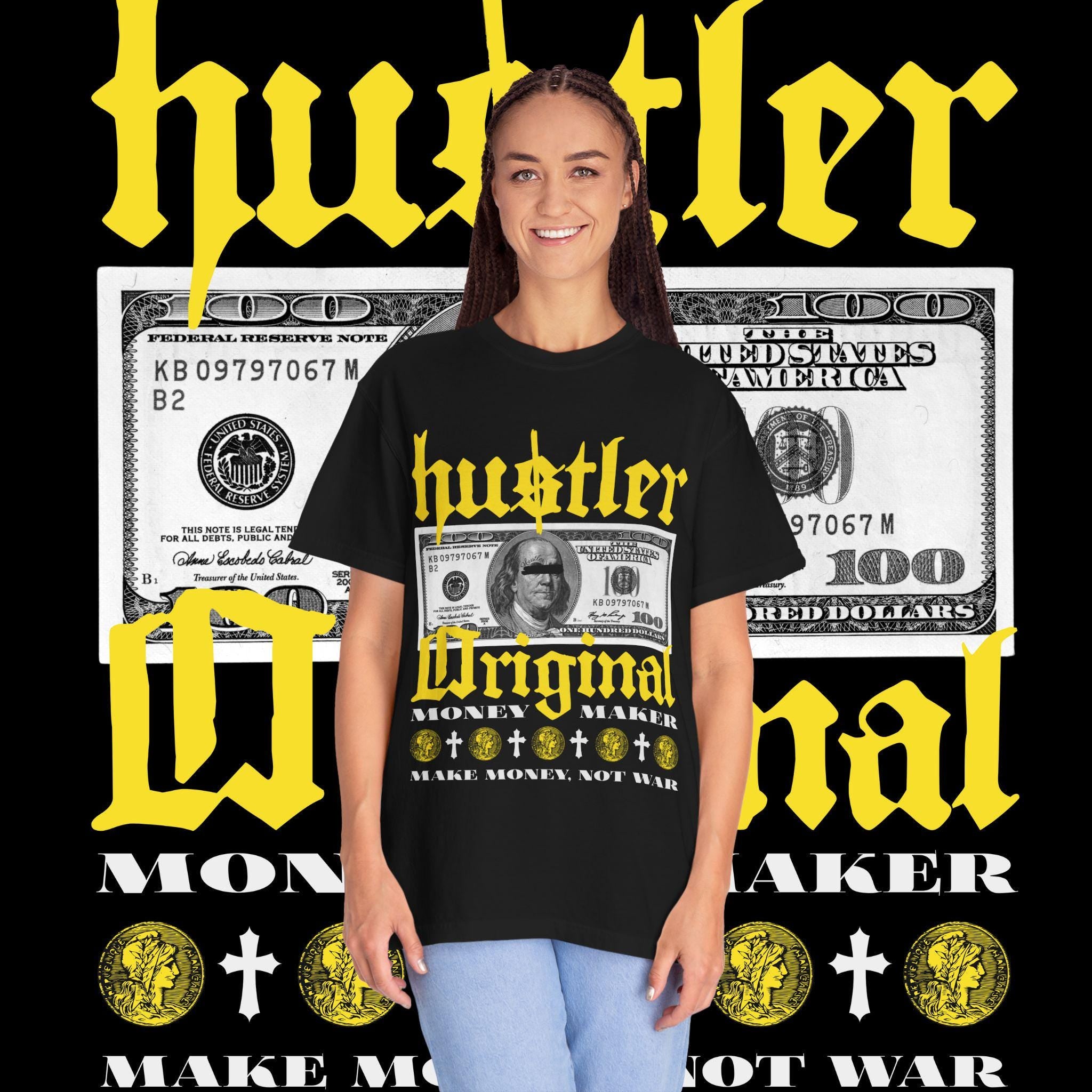 Hustler Graphic T-Shirt: Garment-Dyed Cotton Tee, Streetwear Style