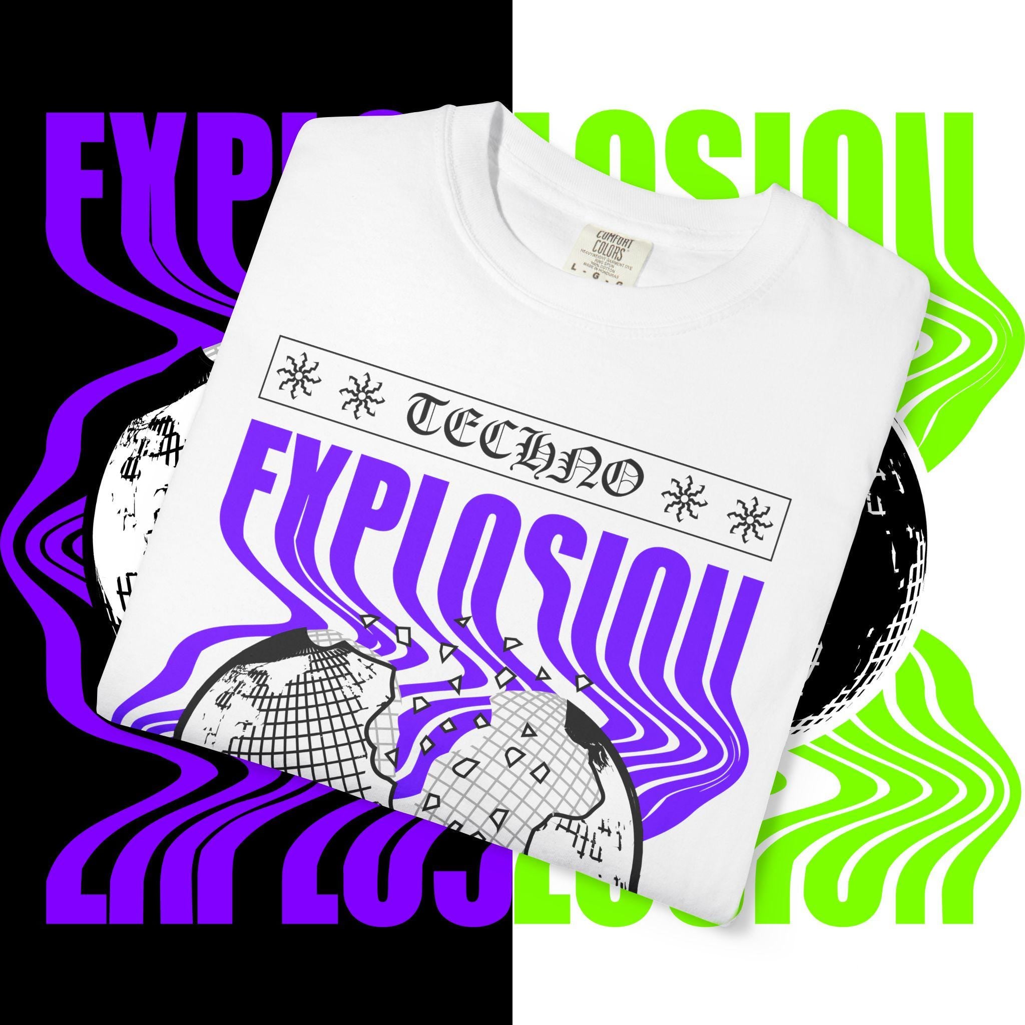 Techno Explosion Unisex T-Shirt, Electric Vibe Tee, Rave Shirt, Festival Wear, Music Lover Gift