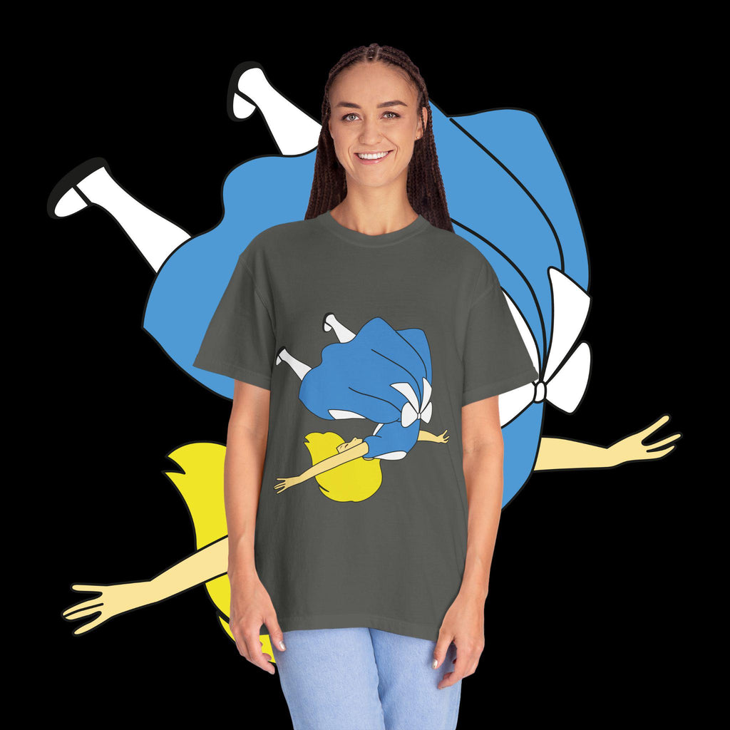 Falling Girl Illustration T-shirt | Retro Cartoon Character Tee