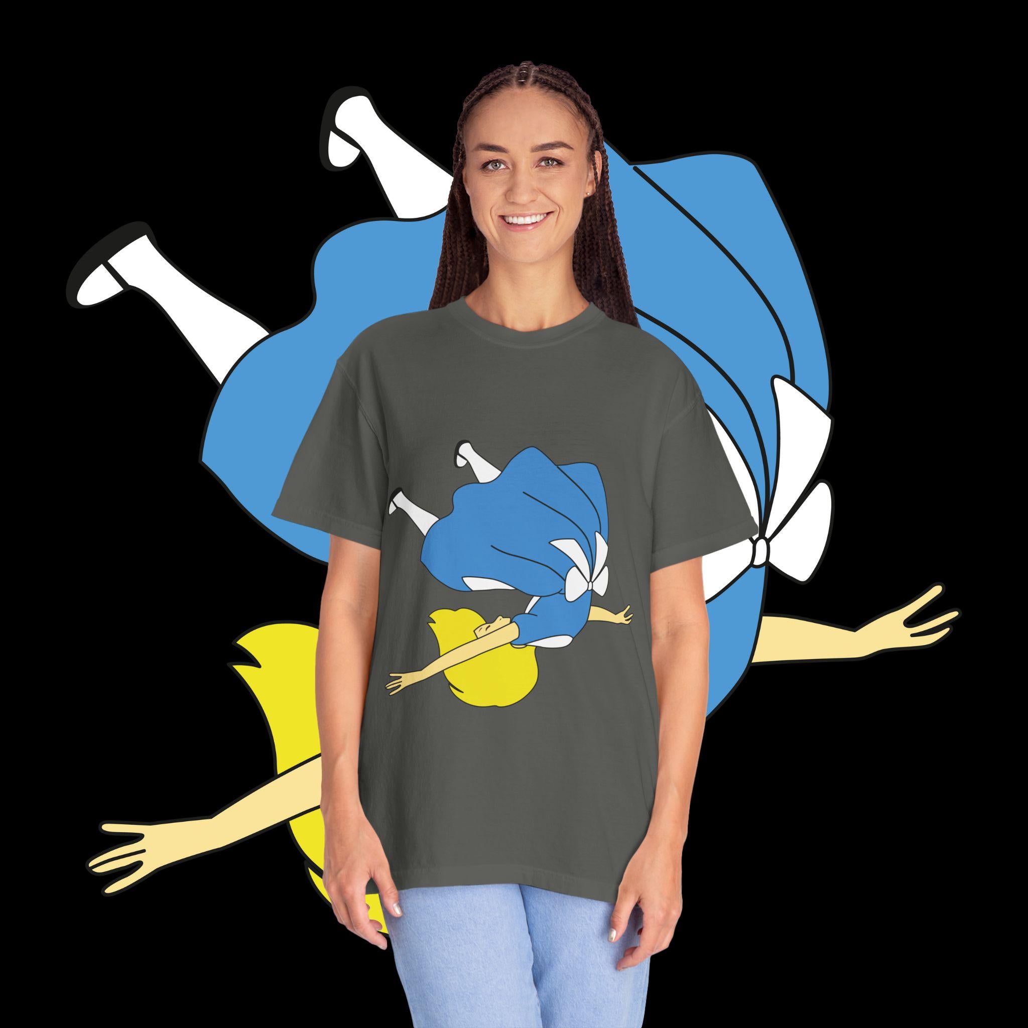 Falling Girl Illustration T-shirt | Retro Cartoon Character Tee