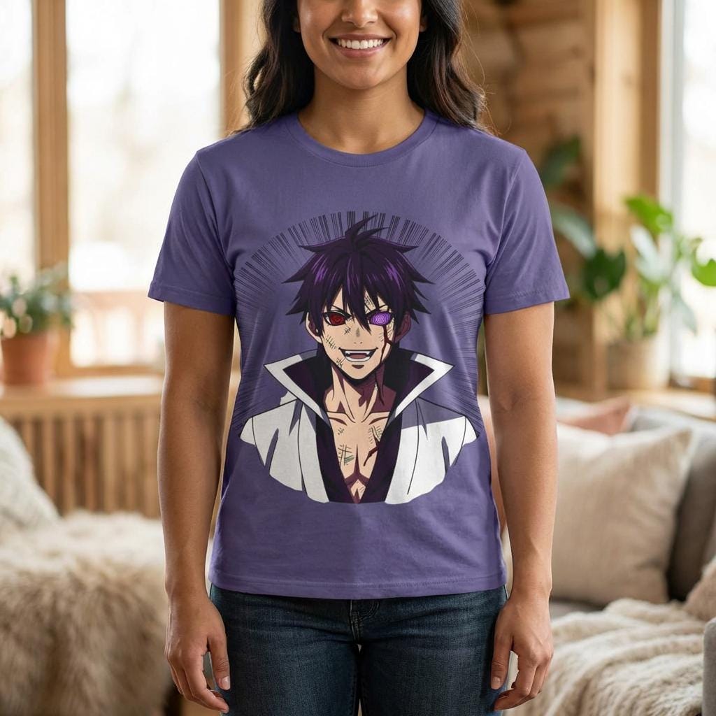 Anime Villain Portrait T-Shirt | Smirking Manga Character Tee