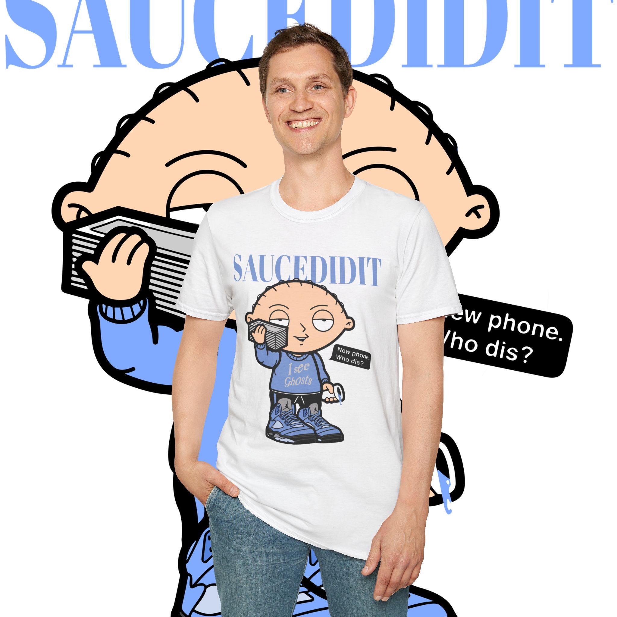 Stewie Griffin T-Shirt - "New phone Who dis?" Cartoon Tee