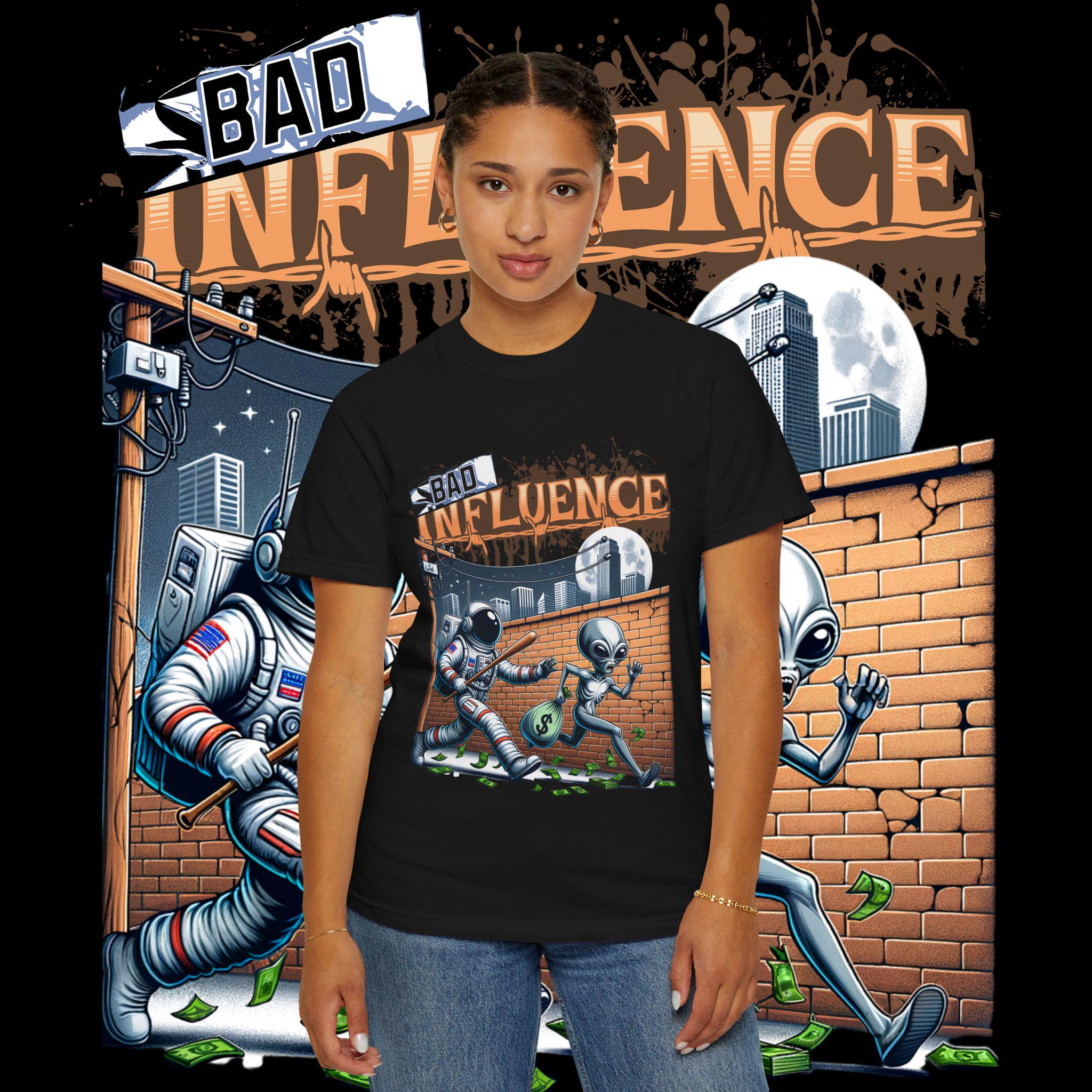 Bad Influence Graphic Tee: Unisex Garment-Dyed Cotton T-Shirt