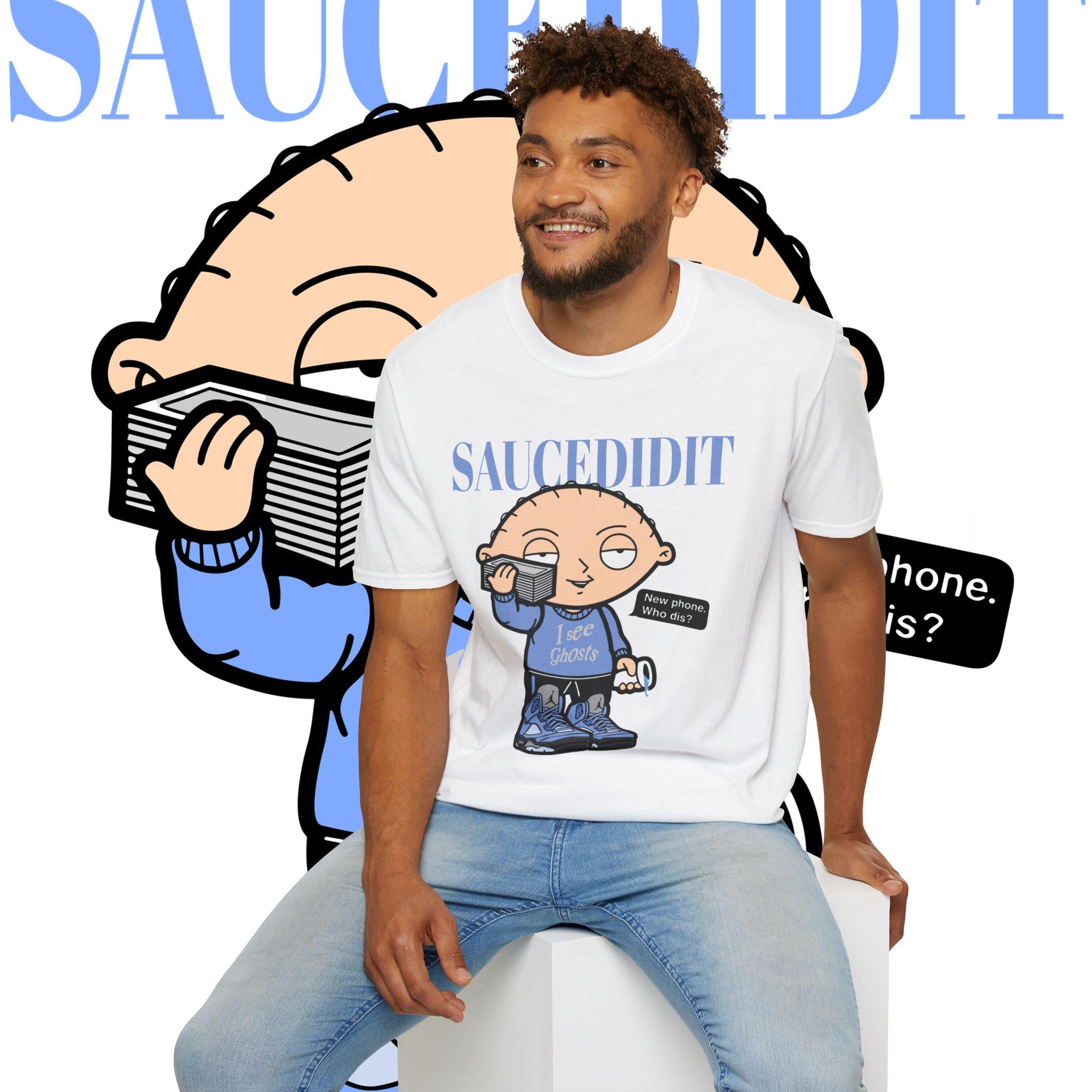 Stewie Griffin T-Shirt - "New phone Who dis?" Cartoon Tee
