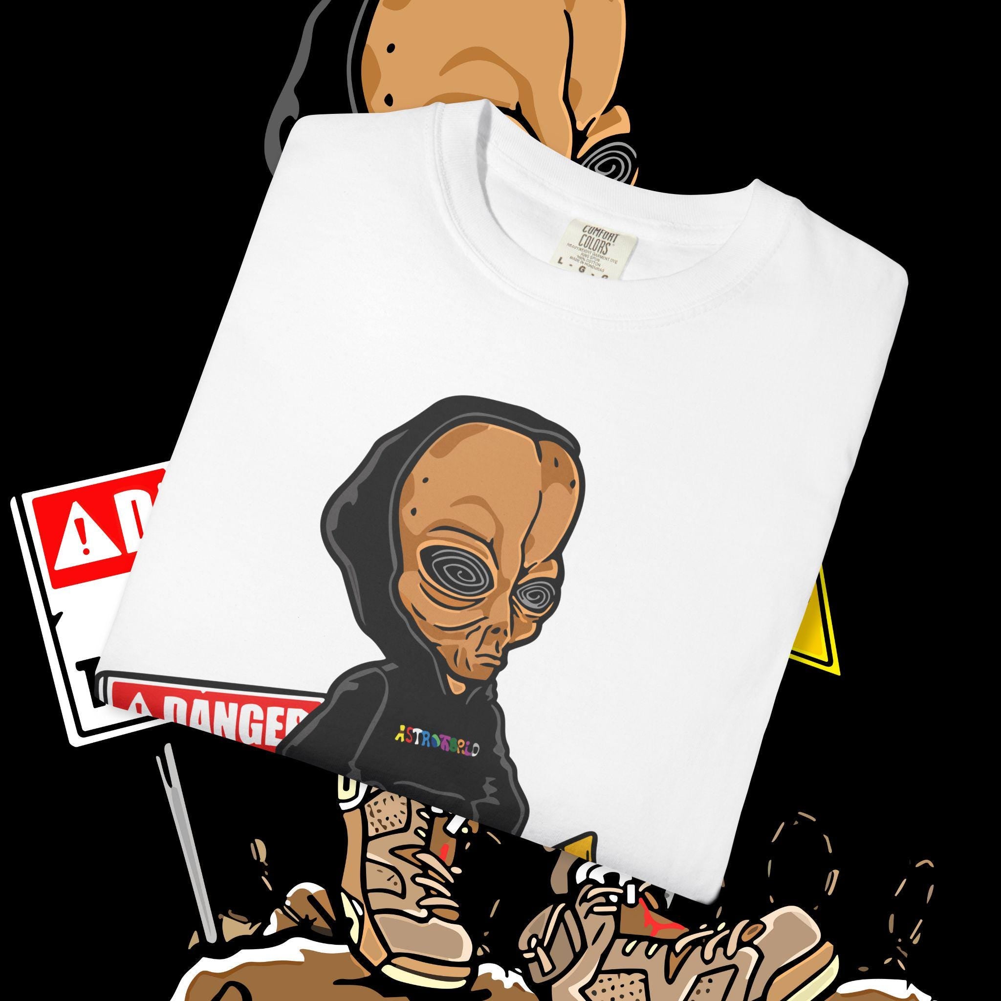 Alien Graphic Tee: Unisex Garment-Dyed US Cotton T-Shirt