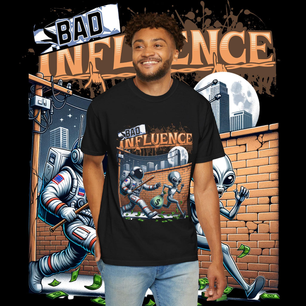Bad Influence Graphic Tee: Unisex Garment-Dyed Cotton T-Shirt