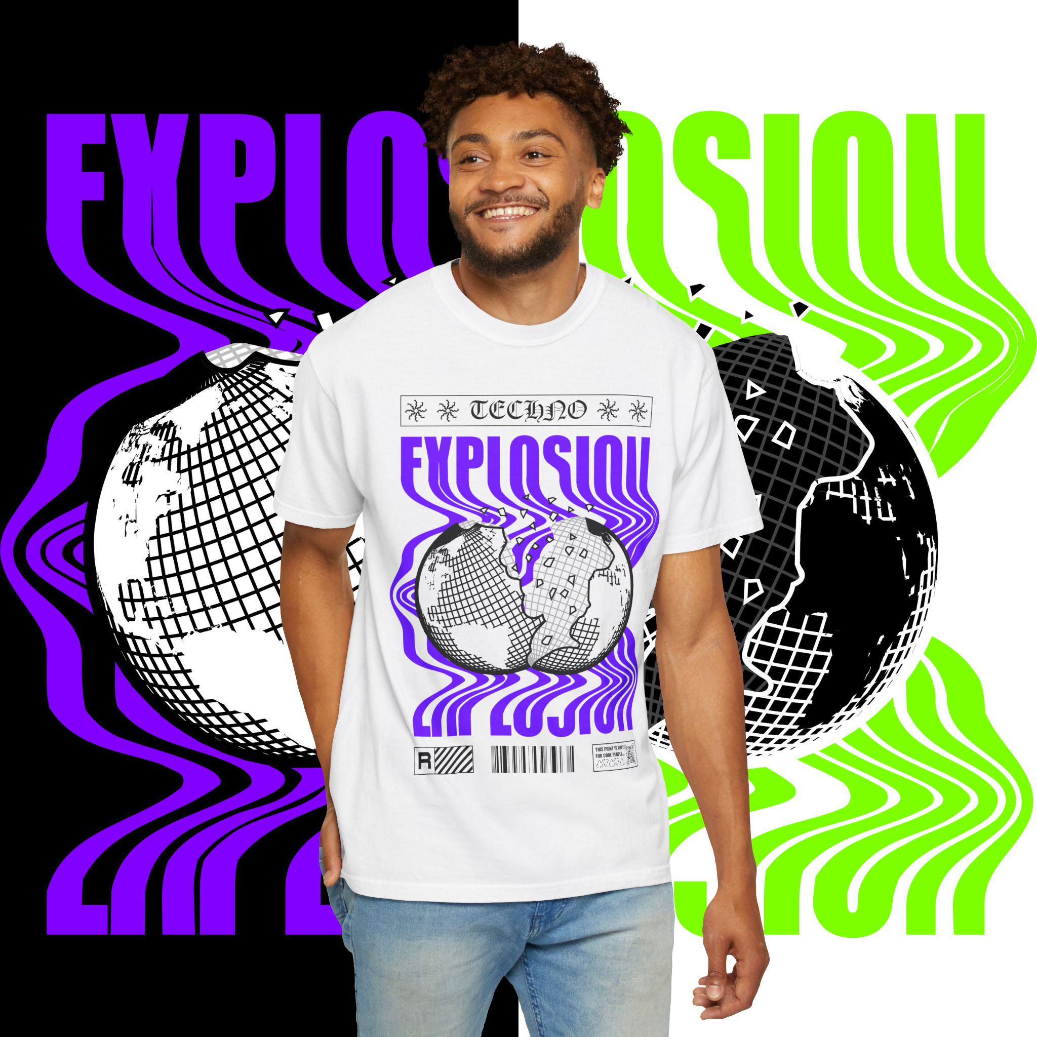Techno Explosion Unisex T-Shirt, Electric Vibe Tee, Rave Shirt, Festival Wear, Music Lover Gift