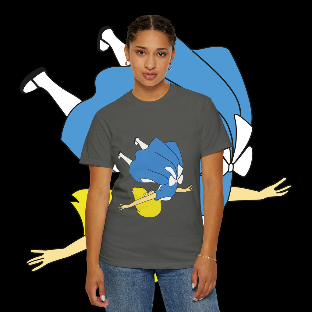 Falling Girl Illustration T-shirt | Retro Cartoon Character Tee