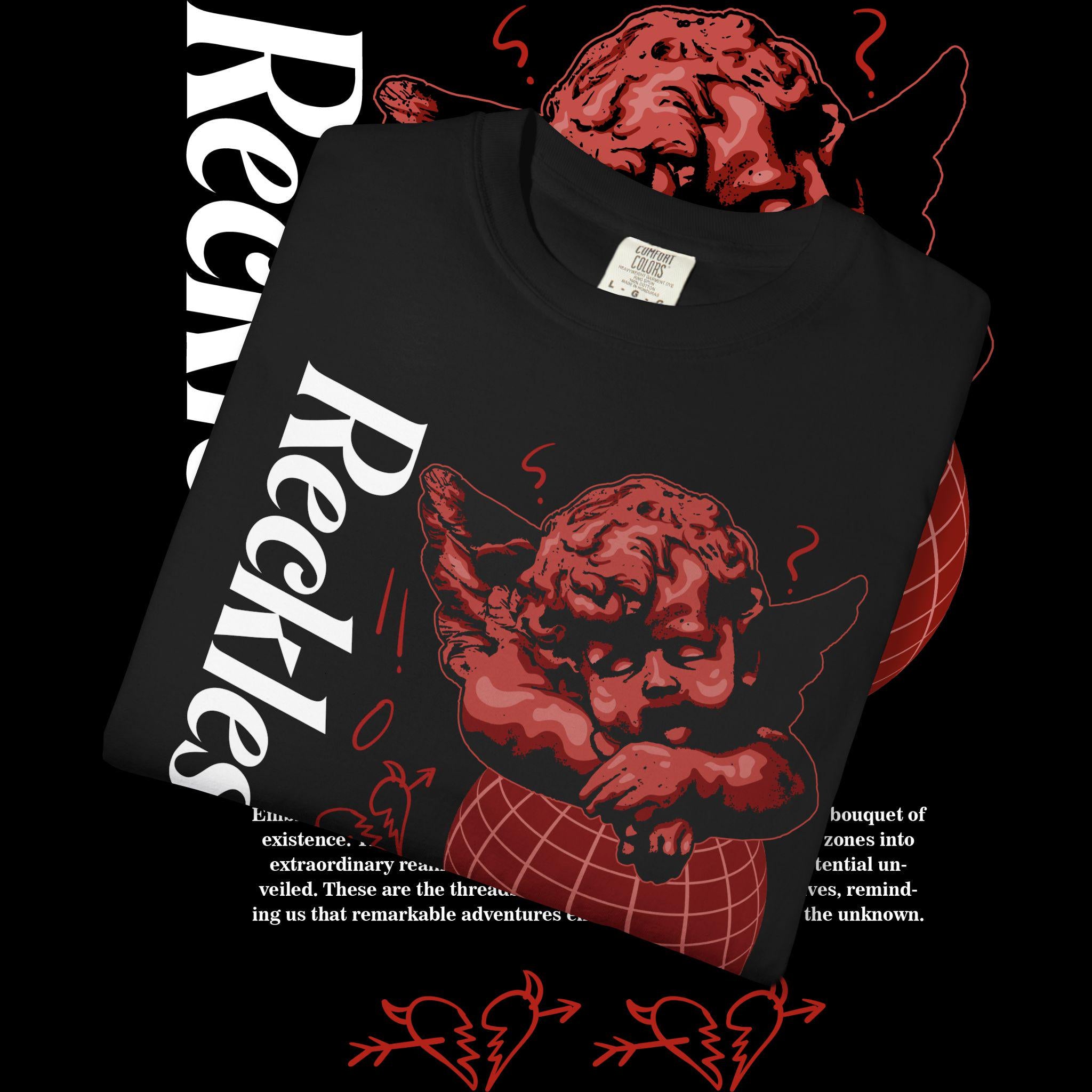 Vintage Graphic T-Shirt: Reckless Unisex Streetwear, Garment-Dyed Cotton