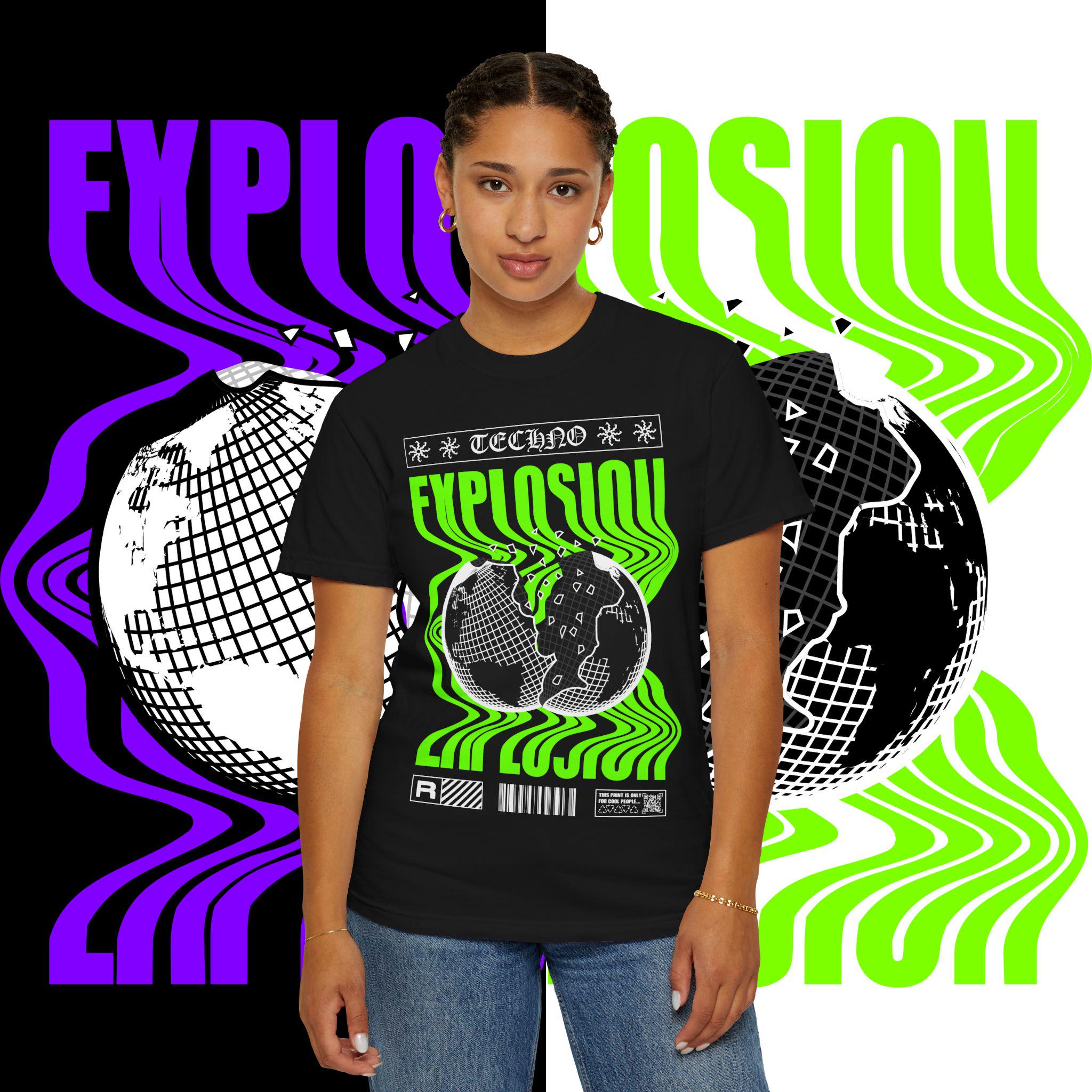 Techno Explosion Unisex T-Shirt, Electric Vibe Tee, Rave Shirt, Festival Wear, Music Lover Gift