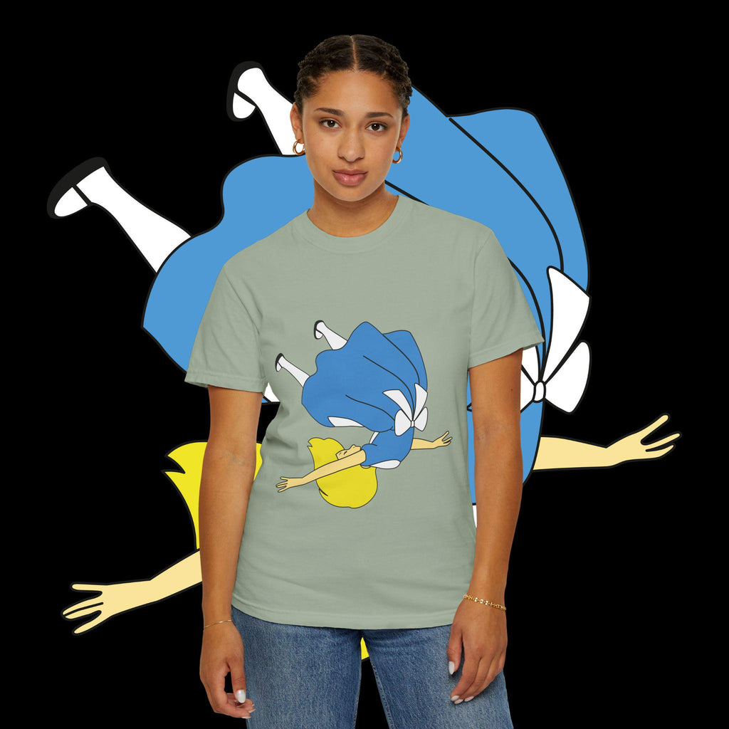 Falling Girl Illustration T-shirt | Retro Cartoon Character Tee