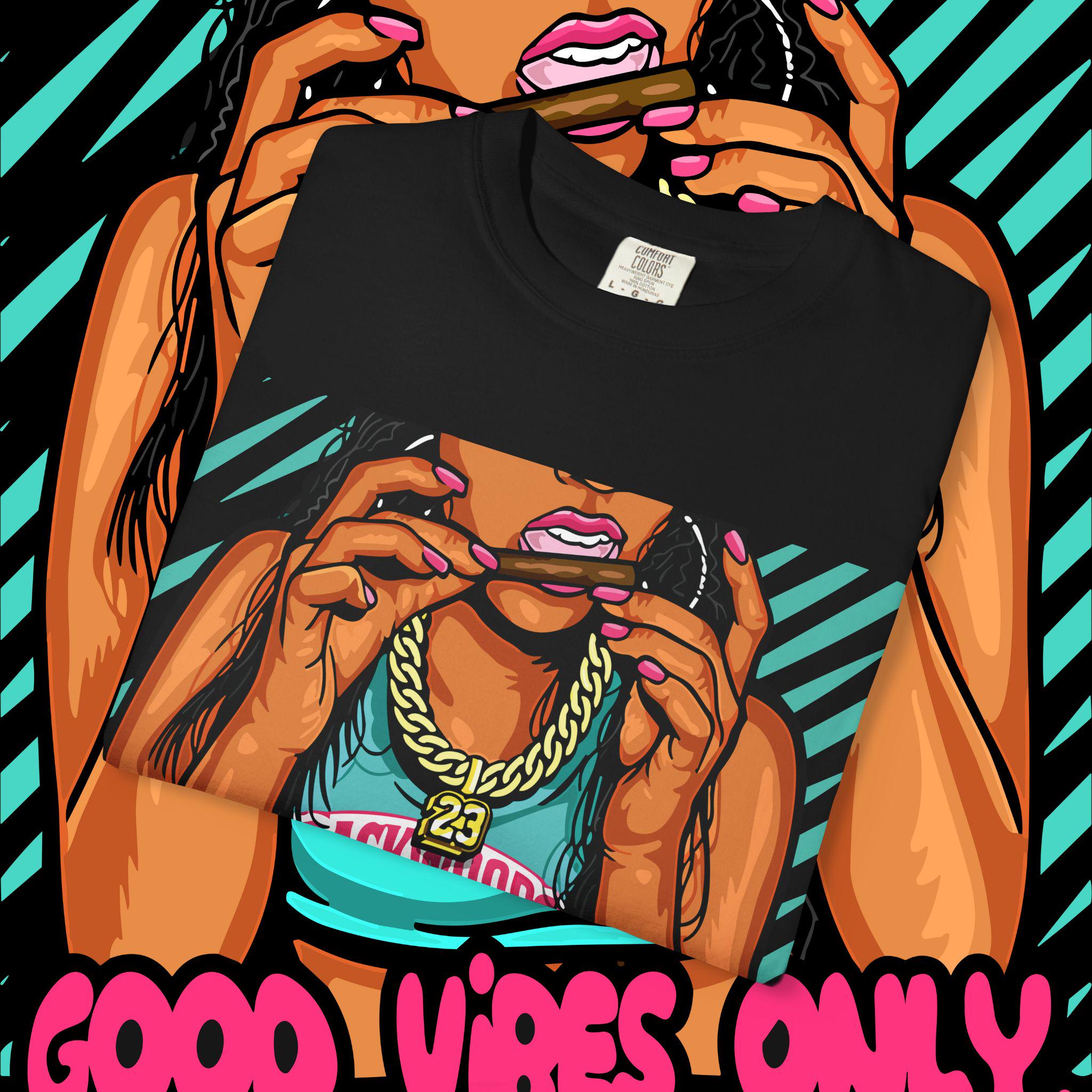 Good Vibes Only T-Shirt: Unisex Garment-Dyed Cotton Graphic Tee