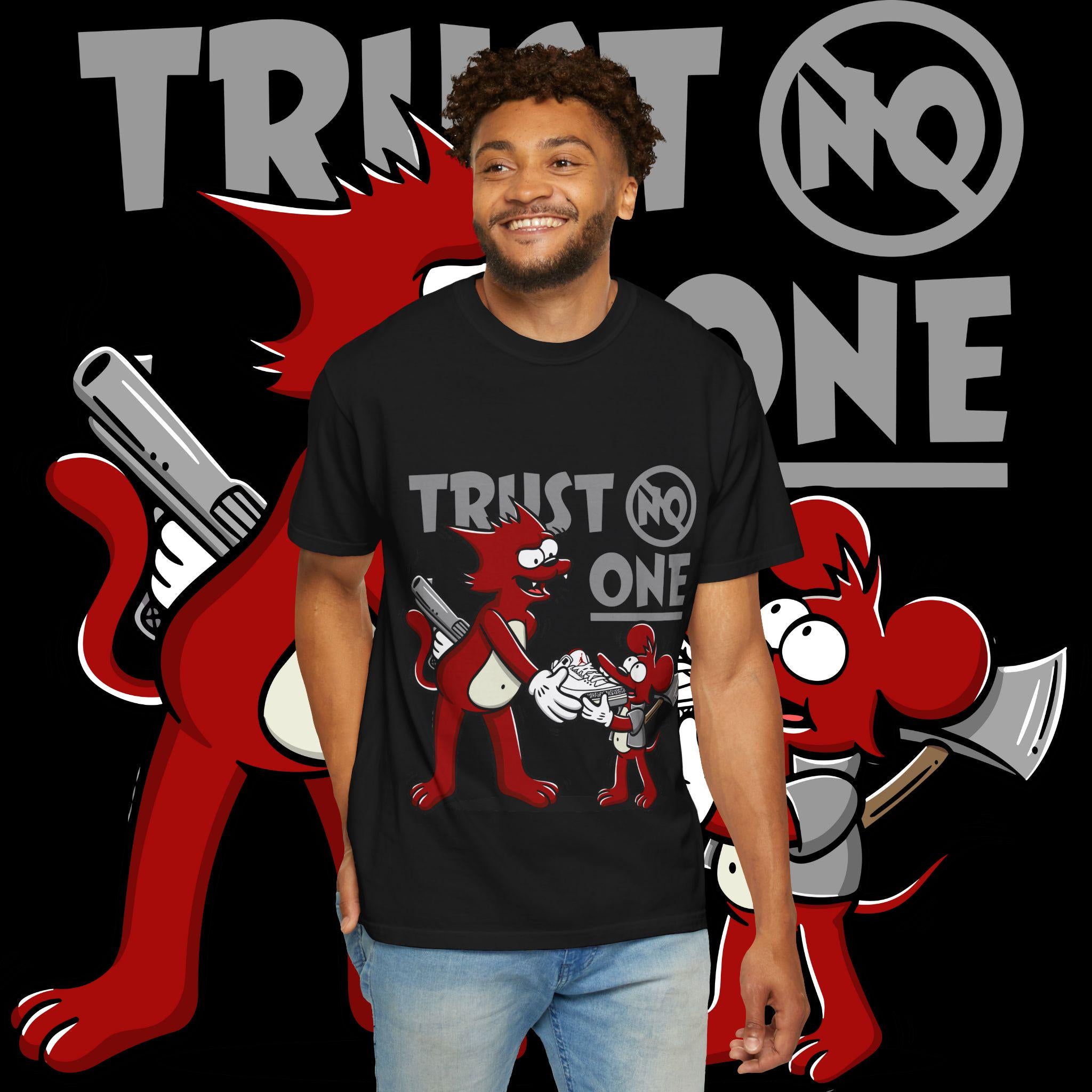 Trust No One Graphic Tee: Unisex Garment-Dyed Cotton T-Shirt