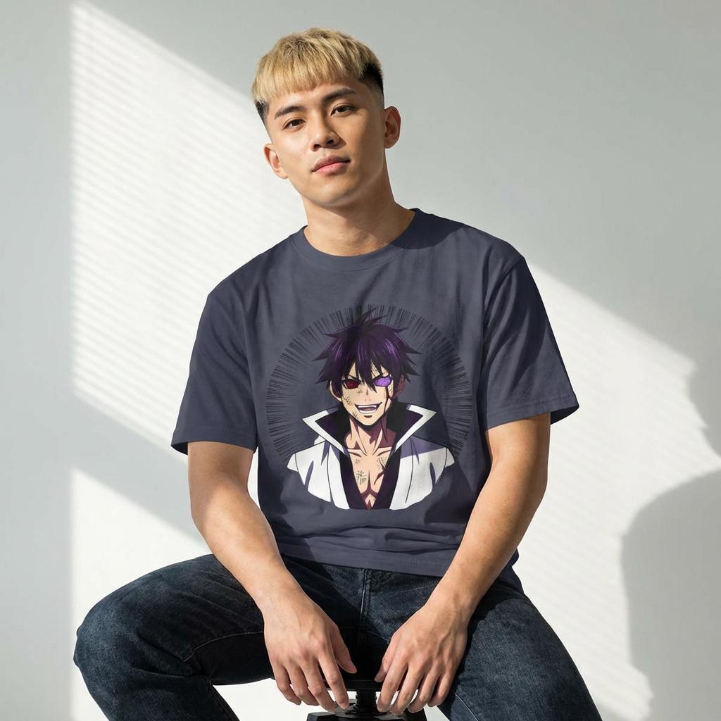 Anime Villain Portrait T-Shirt | Smirking Manga Character Tee