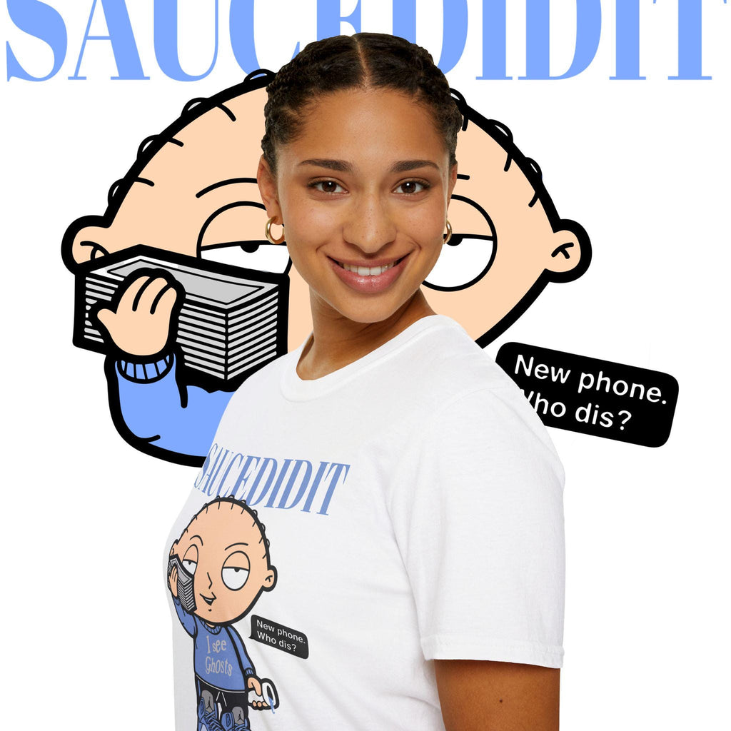 Stewie Griffin T-Shirt - "New phone Who dis?" Cartoon Tee
