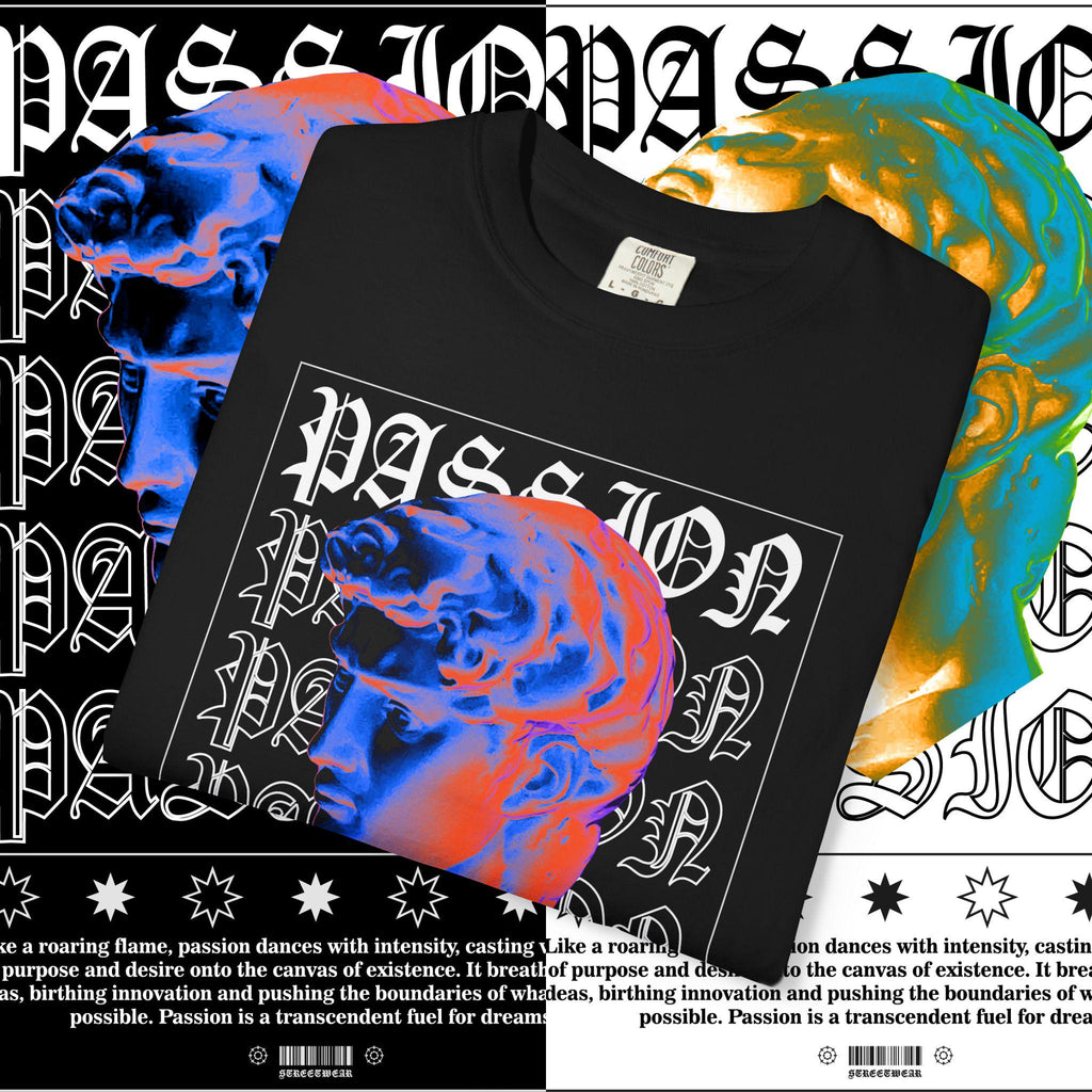 Garment-Dyed Cotton Graphic Tee: Passion Unisex T-Shirt