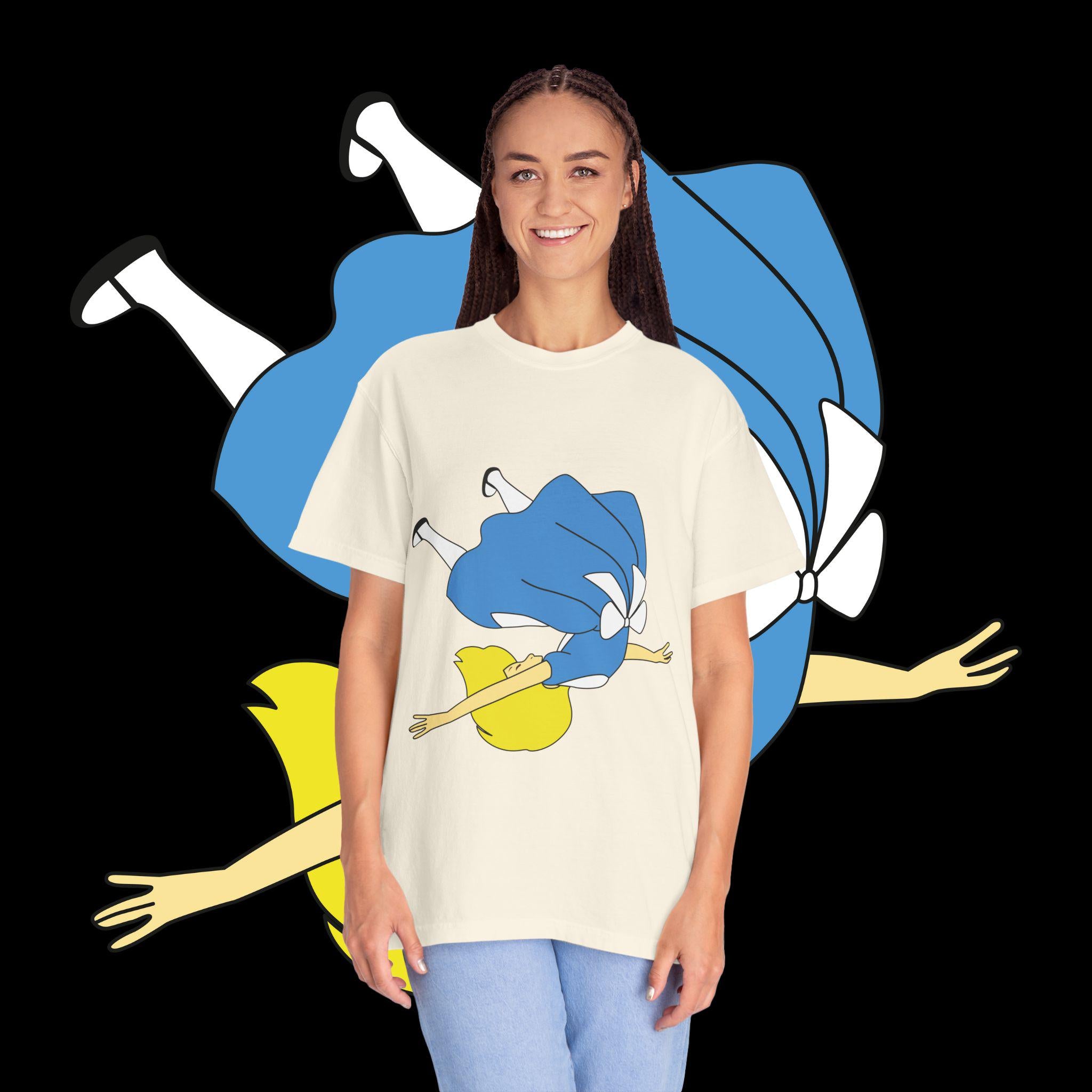 Falling Girl Illustration T-shirt | Retro Cartoon Character Tee