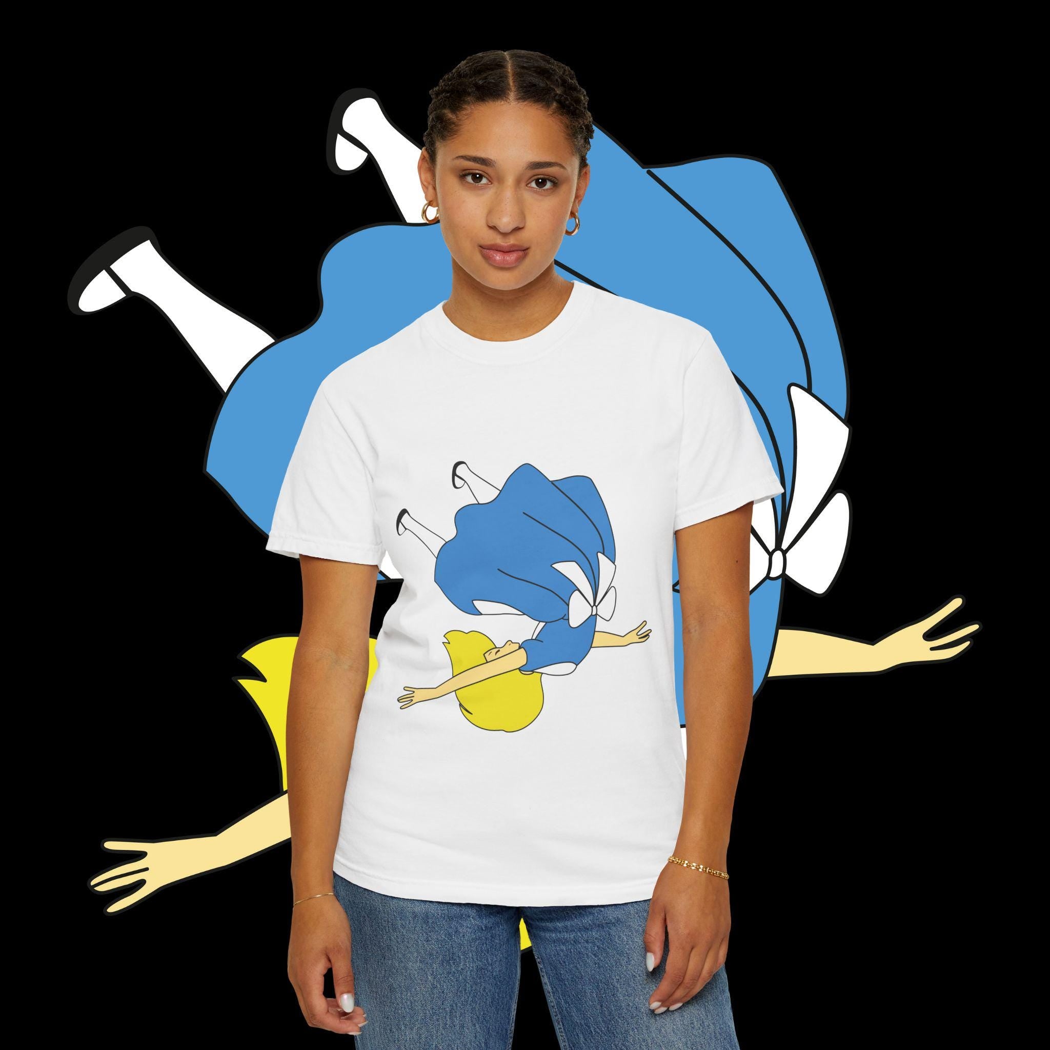 Falling Girl Illustration T-shirt | Retro Cartoon Character Tee