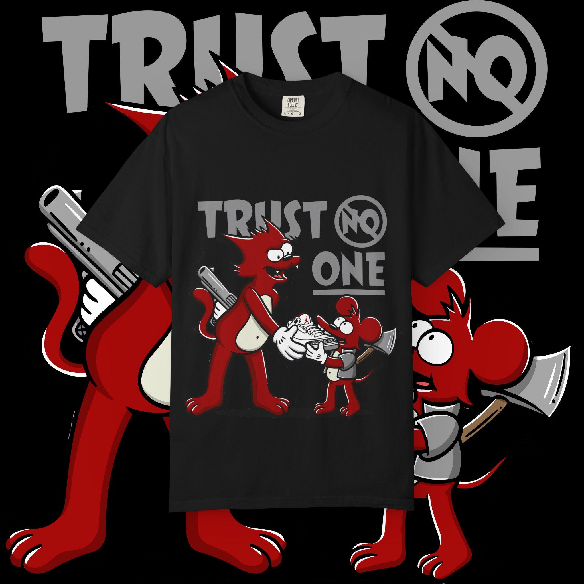 Trust No One Graphic Tee: Unisex Garment-Dyed Cotton T-Shirt