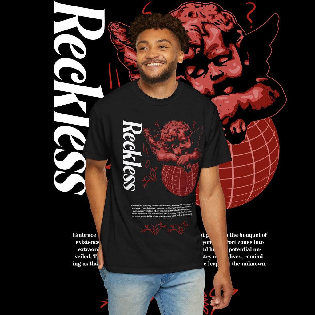 Vintage Graphic T-Shirt: Reckless Unisex Streetwear, Garment-Dyed Cotton
