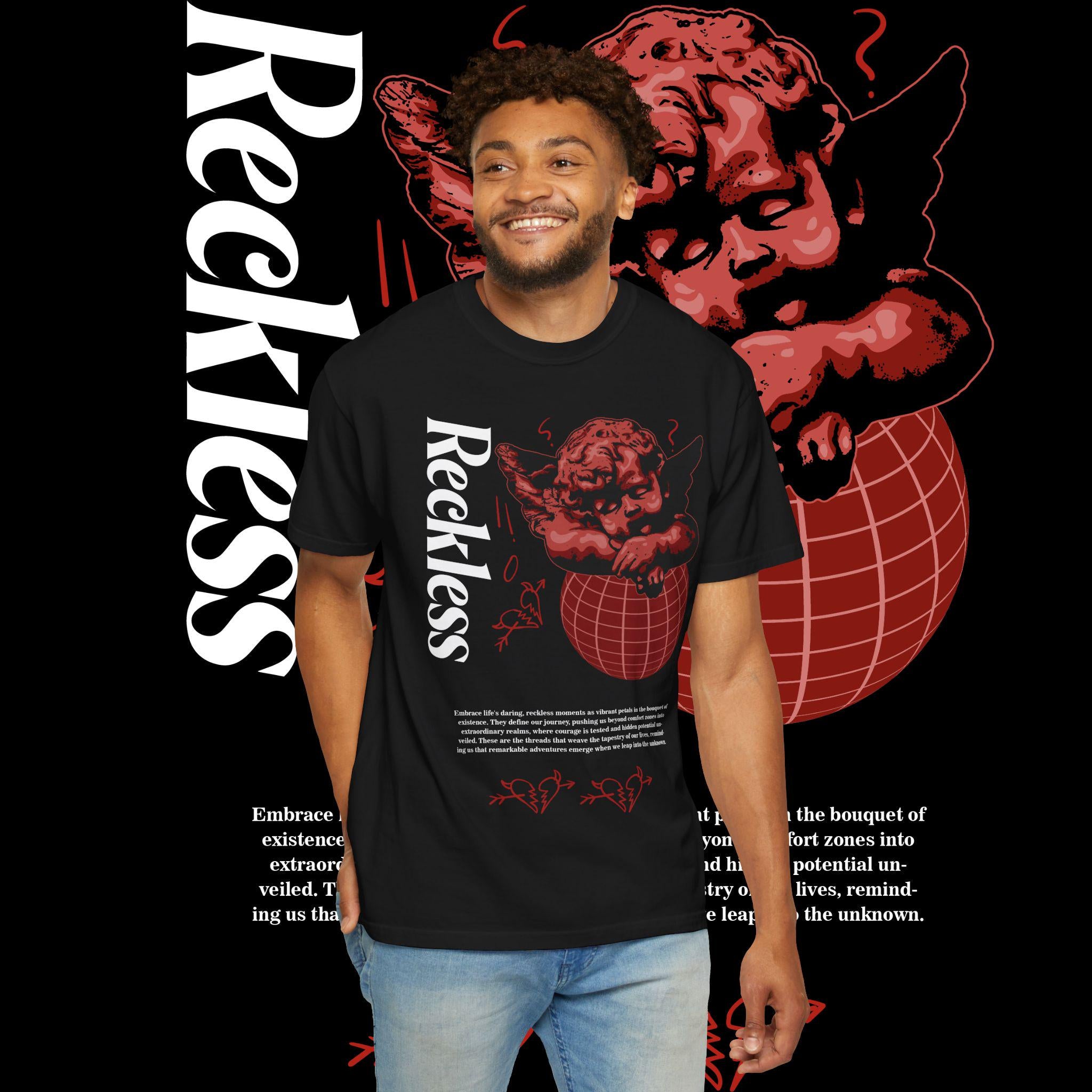 Vintage Graphic T-Shirt: Reckless Unisex Streetwear, Garment-Dyed Cotton