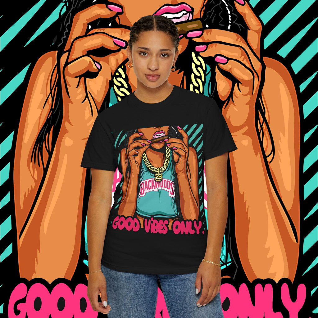 Good Vibes Only T-Shirt: Unisex Garment-Dyed Cotton Graphic Tee