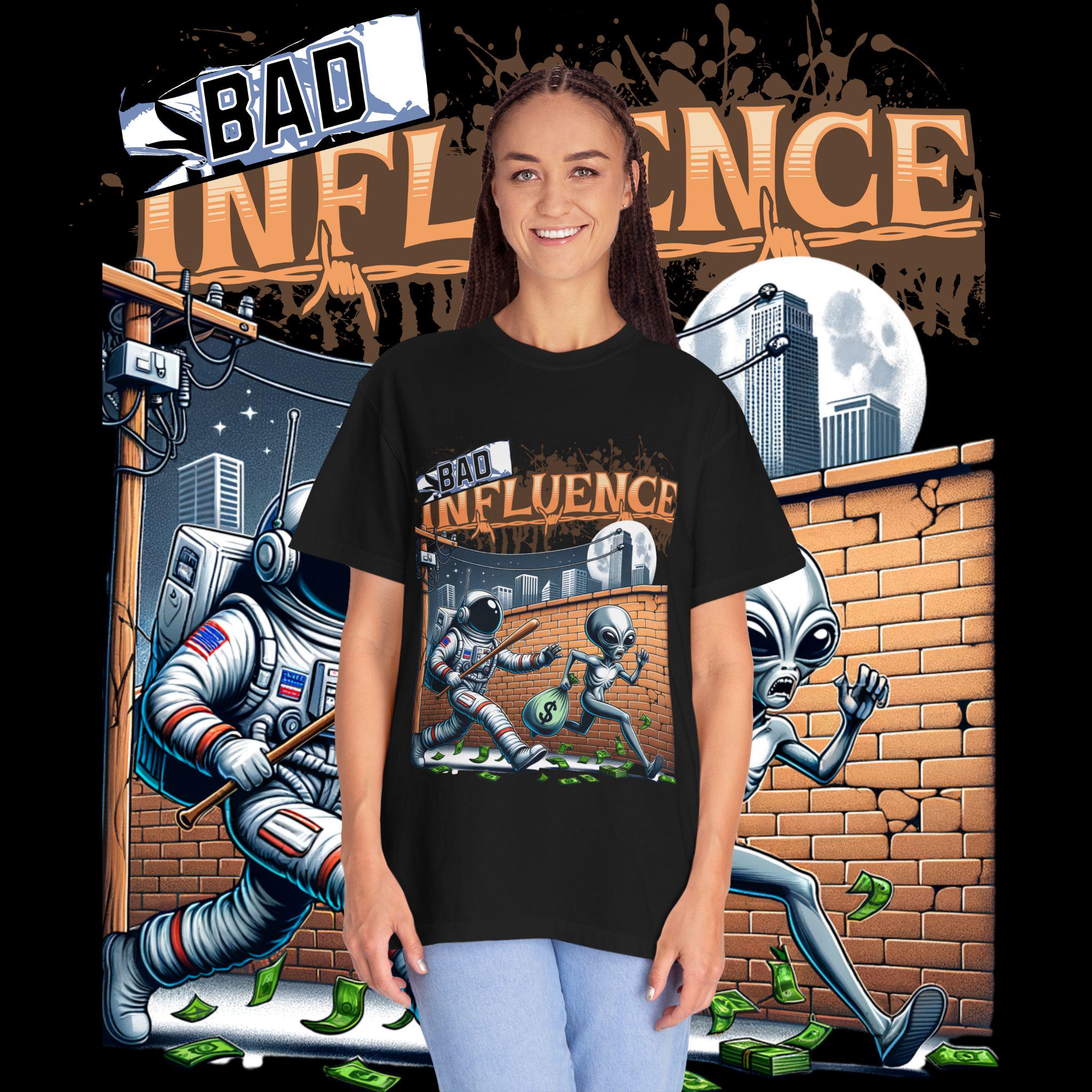 Bad Influence Graphic Tee: Unisex Garment-Dyed Cotton T-Shirt