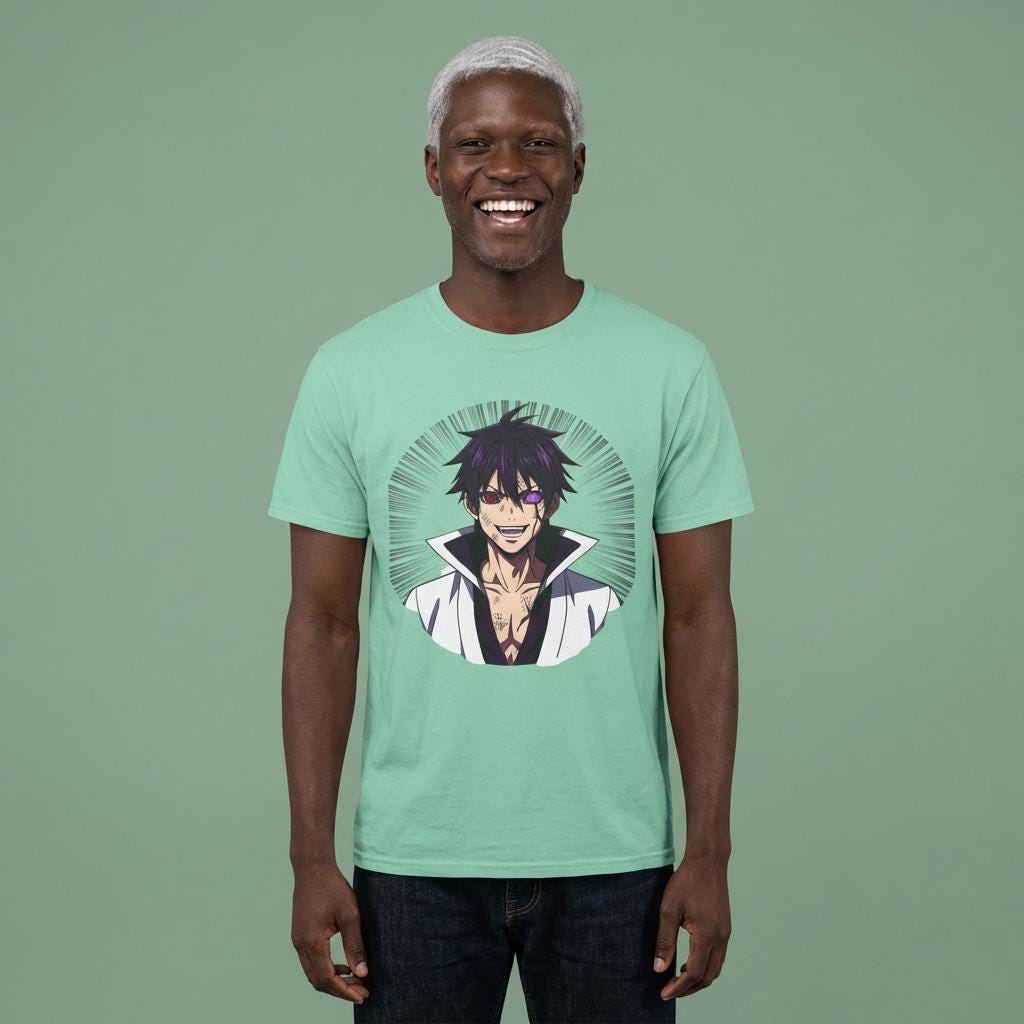 Anime Villain Portrait T-Shirt | Smirking Manga Character Tee