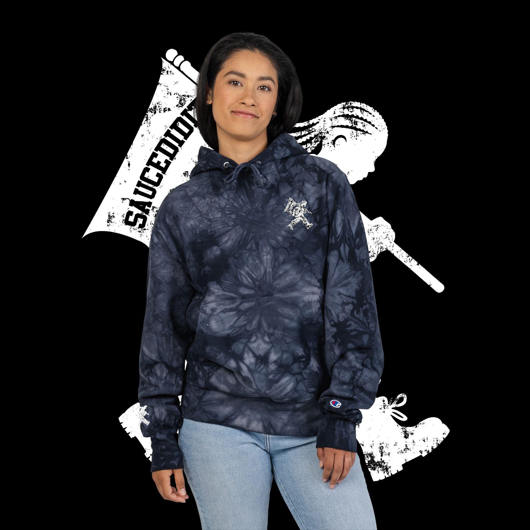 Embroidered Tie-Dye Champion Hoodie: Limited Edition Urban Streetwear