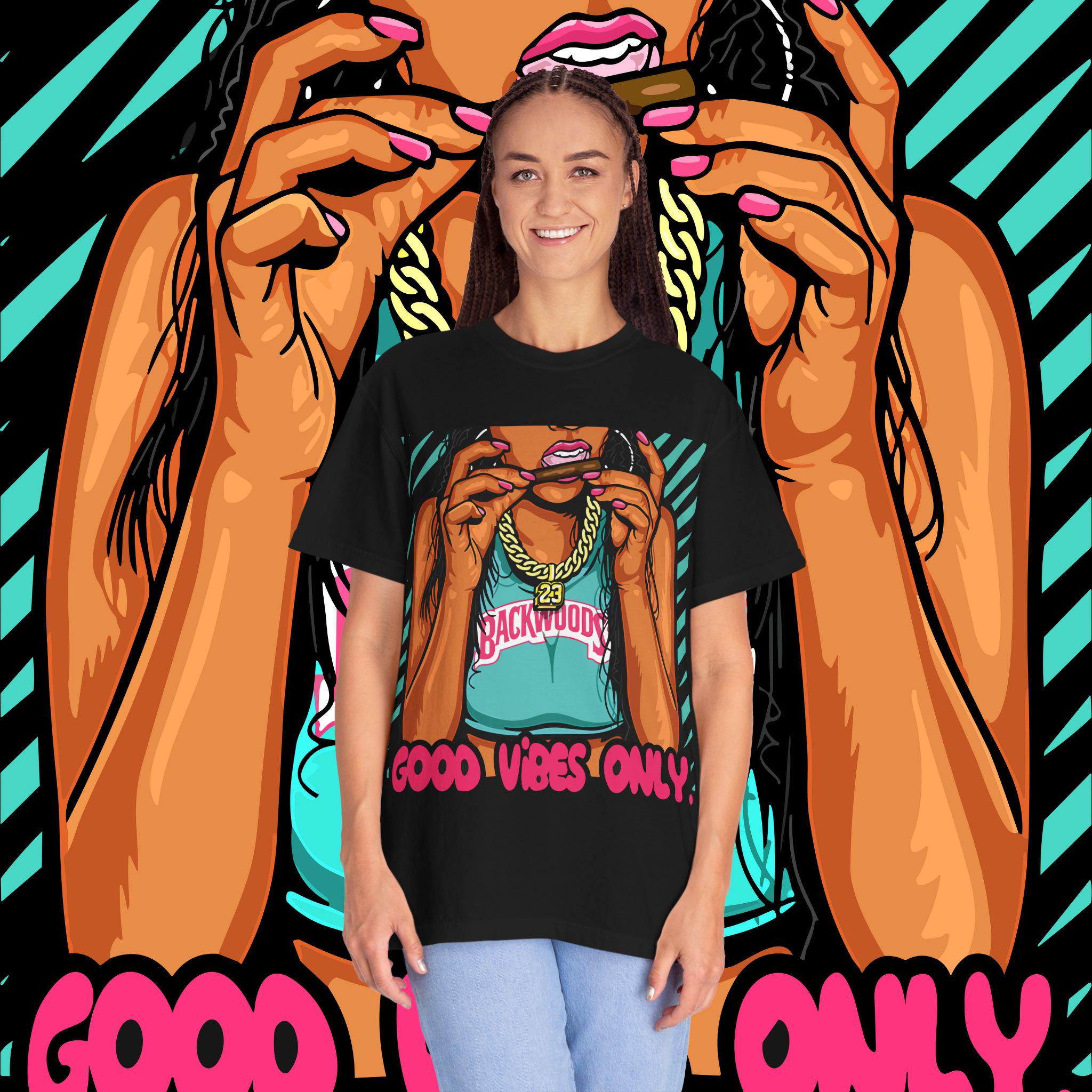 Good Vibes Only T-Shirt: Unisex Garment-Dyed Cotton Graphic Tee