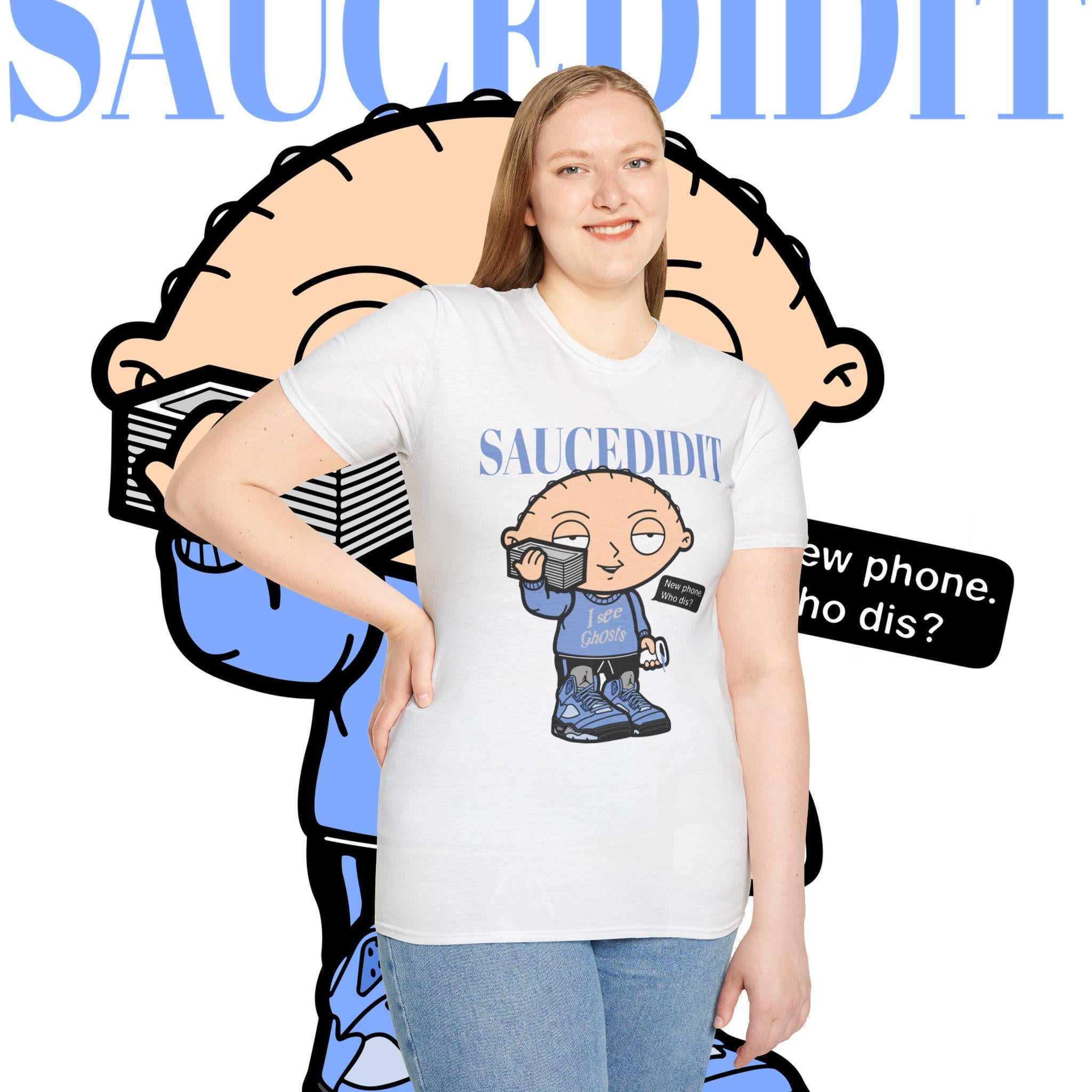 Stewie Griffin T-Shirt - "New phone Who dis?" Cartoon Tee