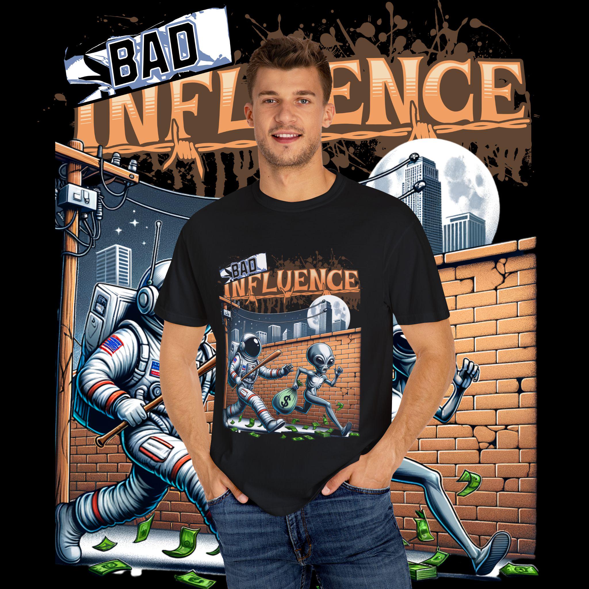 Bad Influence Graphic Tee: Unisex Garment-Dyed Cotton T-Shirt